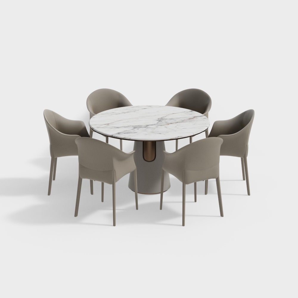 现代简约客餐厅餐桌组合3D模型