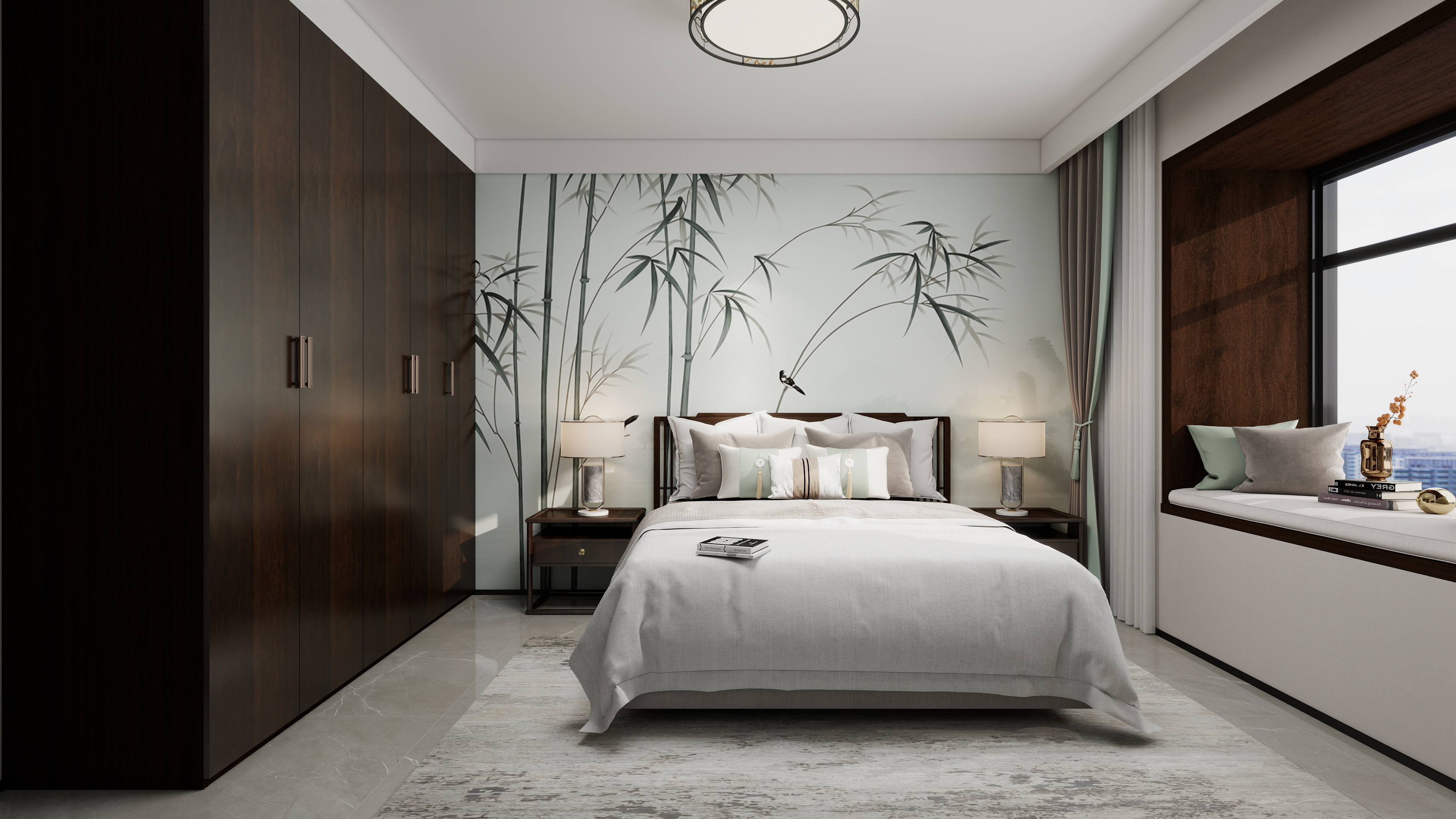 画巢设计工作室-139㎡2室新中式装修效果图