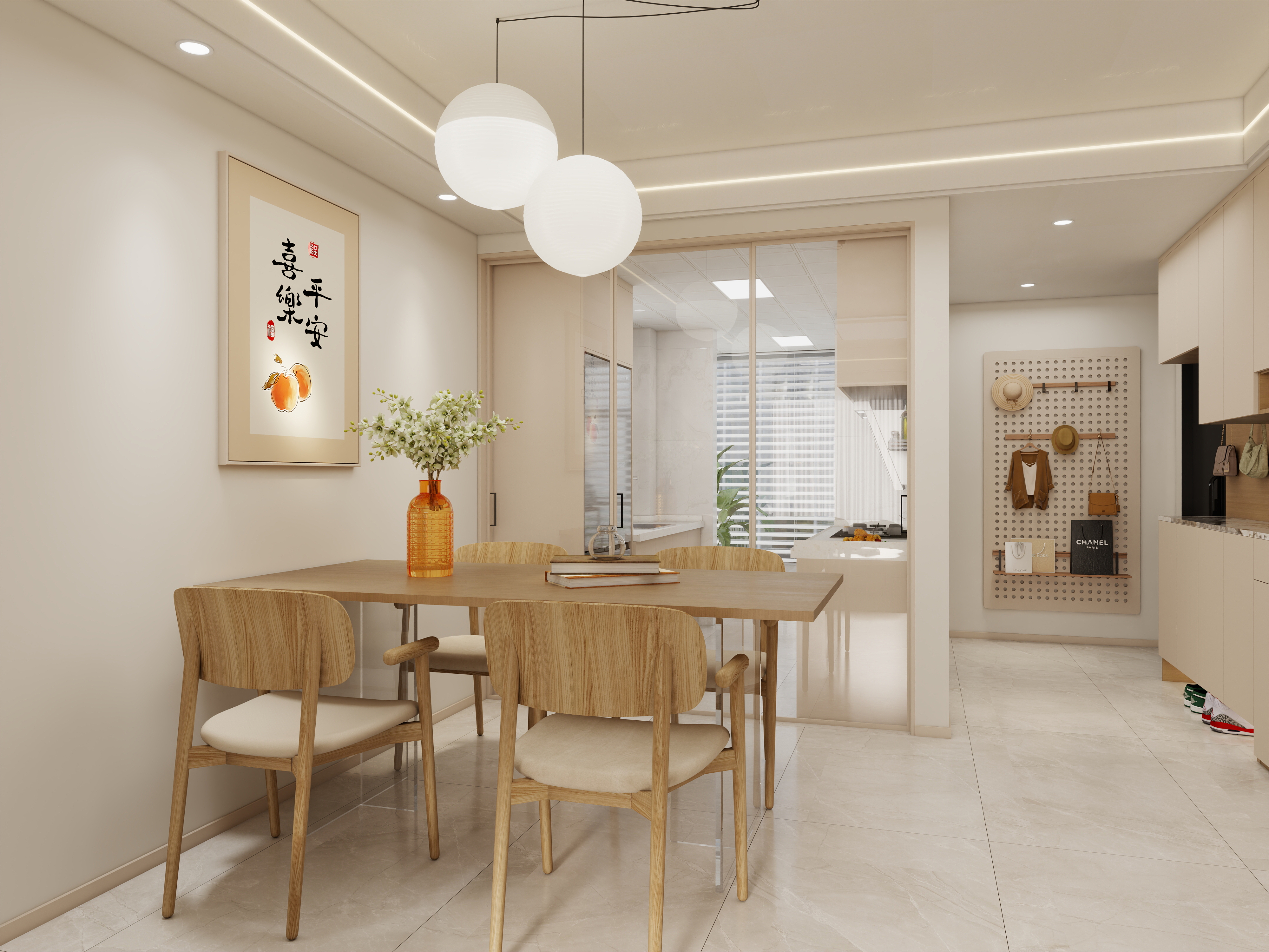 壹诺设计工作室-118㎡3室-奶油风装修效果图