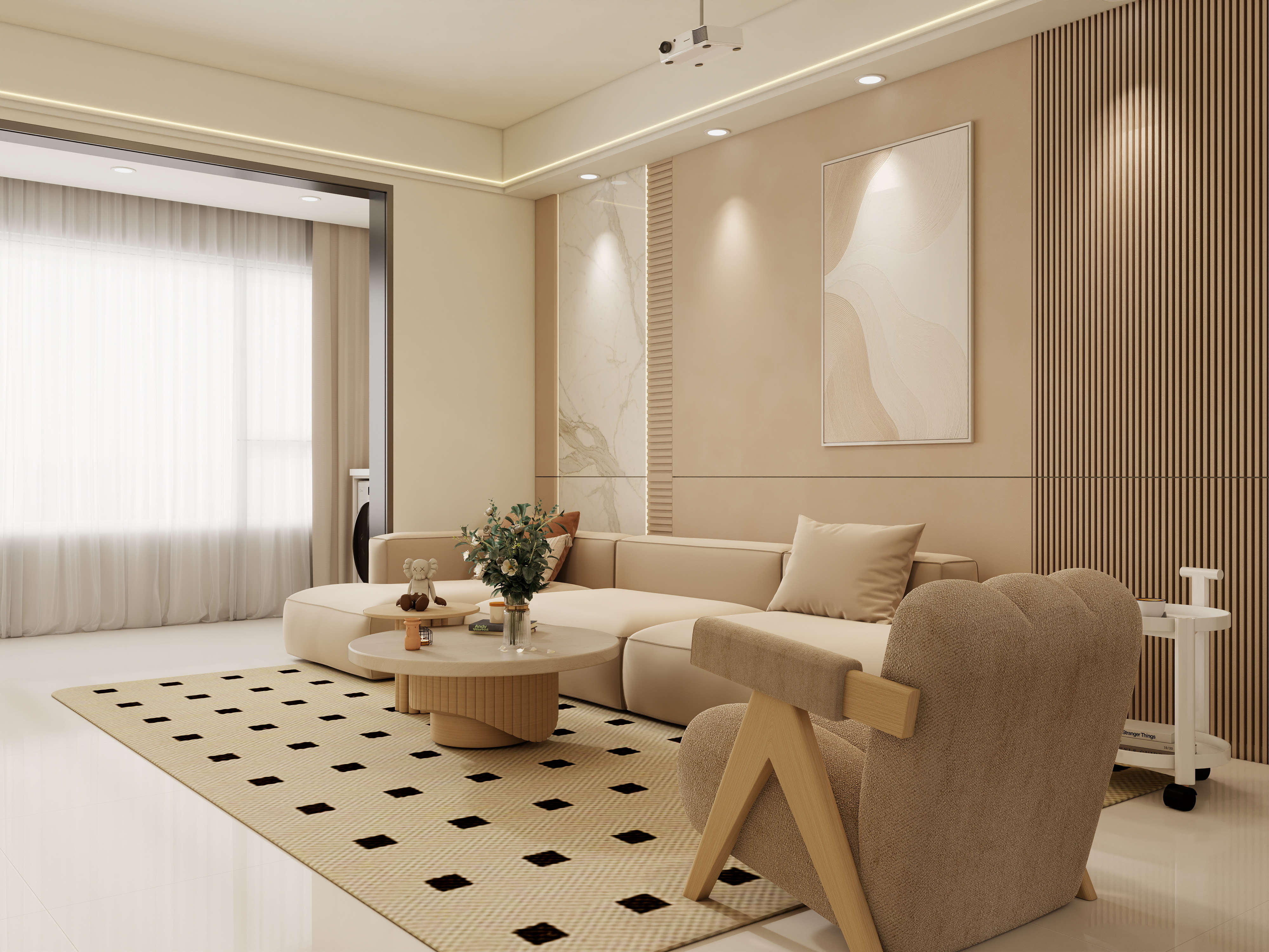 庄育霖-光语花园104平奶油风3室装修效果图