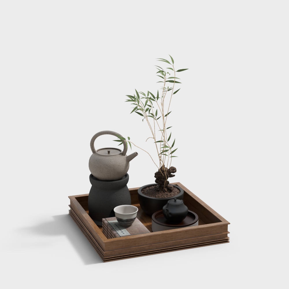 茶壶植物饰品组合摆件