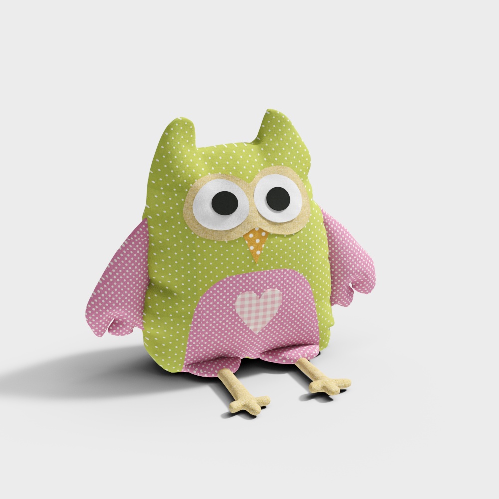 卡通猫头鹰抱枕3D模型