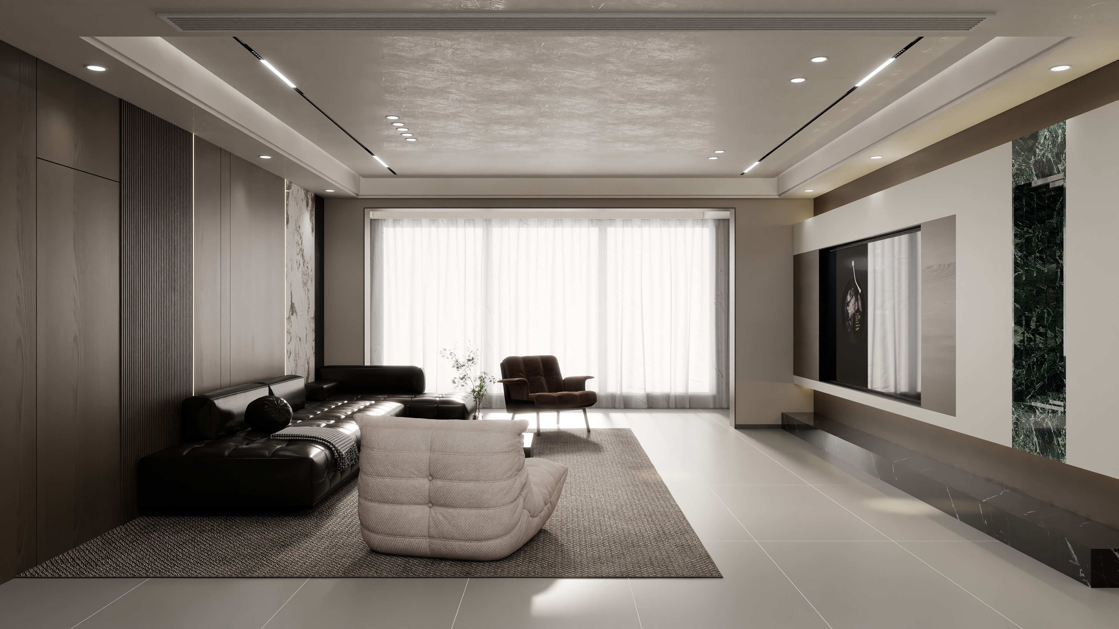 壹诺设计工作室-124㎡4室-现代简约装修效果图