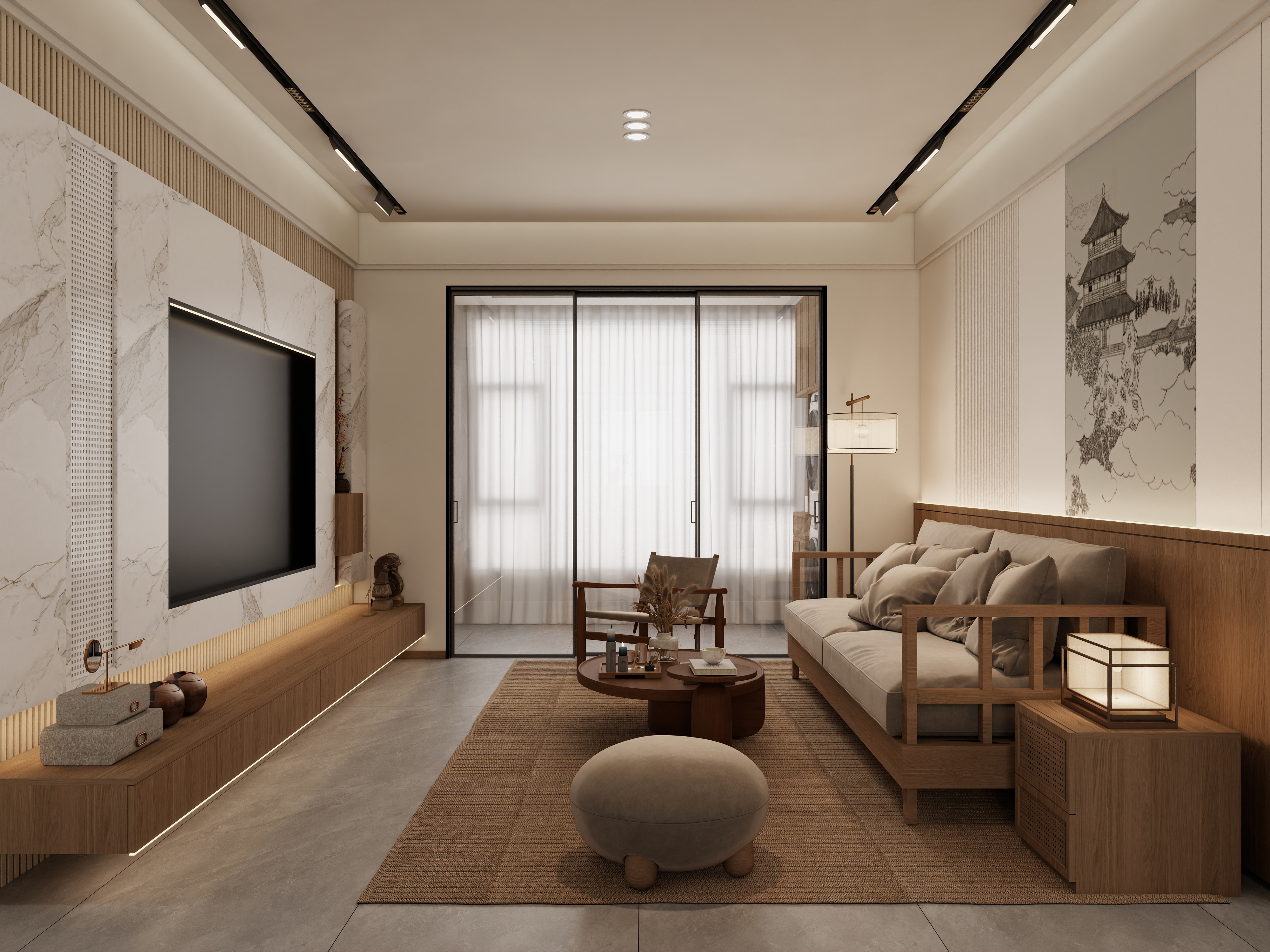 李佳洋-荣辉桂园113平新中式3室装修效果图