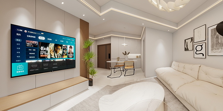 一瓢解千愁-奶油风（MD.jingyuefenghu2室2厅1厨1卫）√-装修设计方案