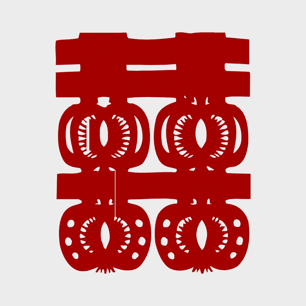 现代喜字窗花3D模型