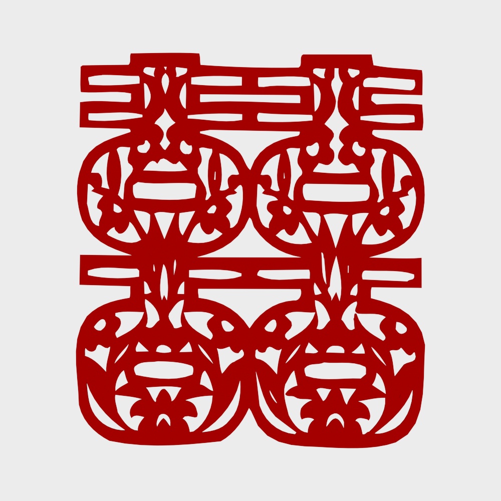 现代喜字窗花3D模型