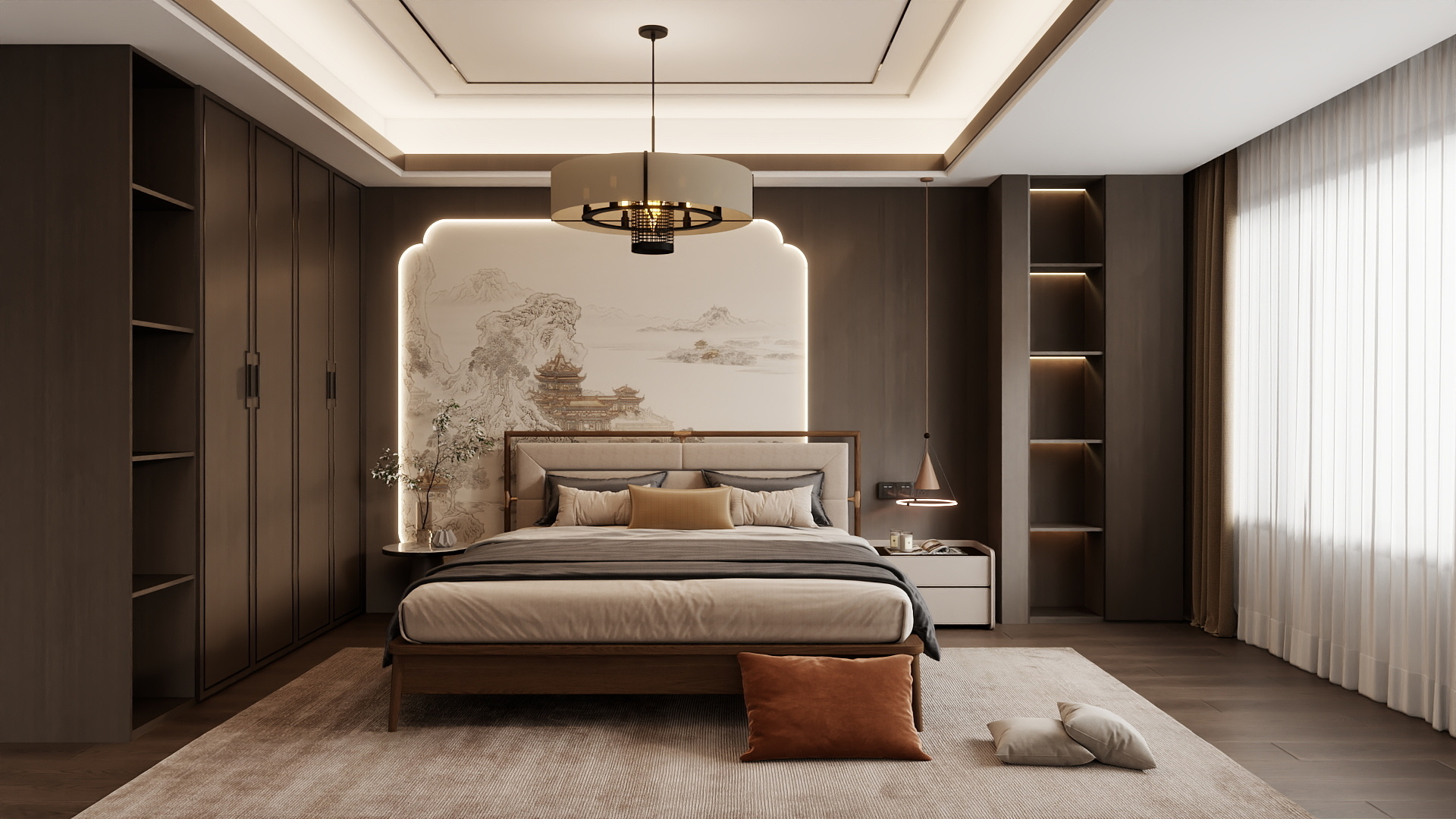 臣工装饰王亚东-新中式卧室-副本-装修设计方案