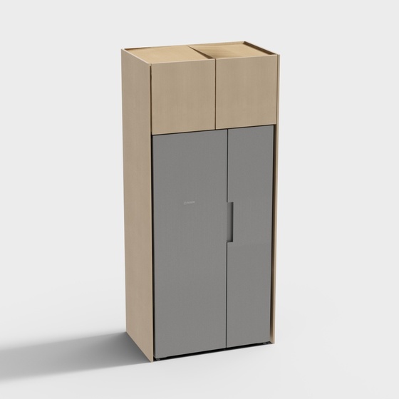 Modern Embedded Refrigerator 3D Model in Gray