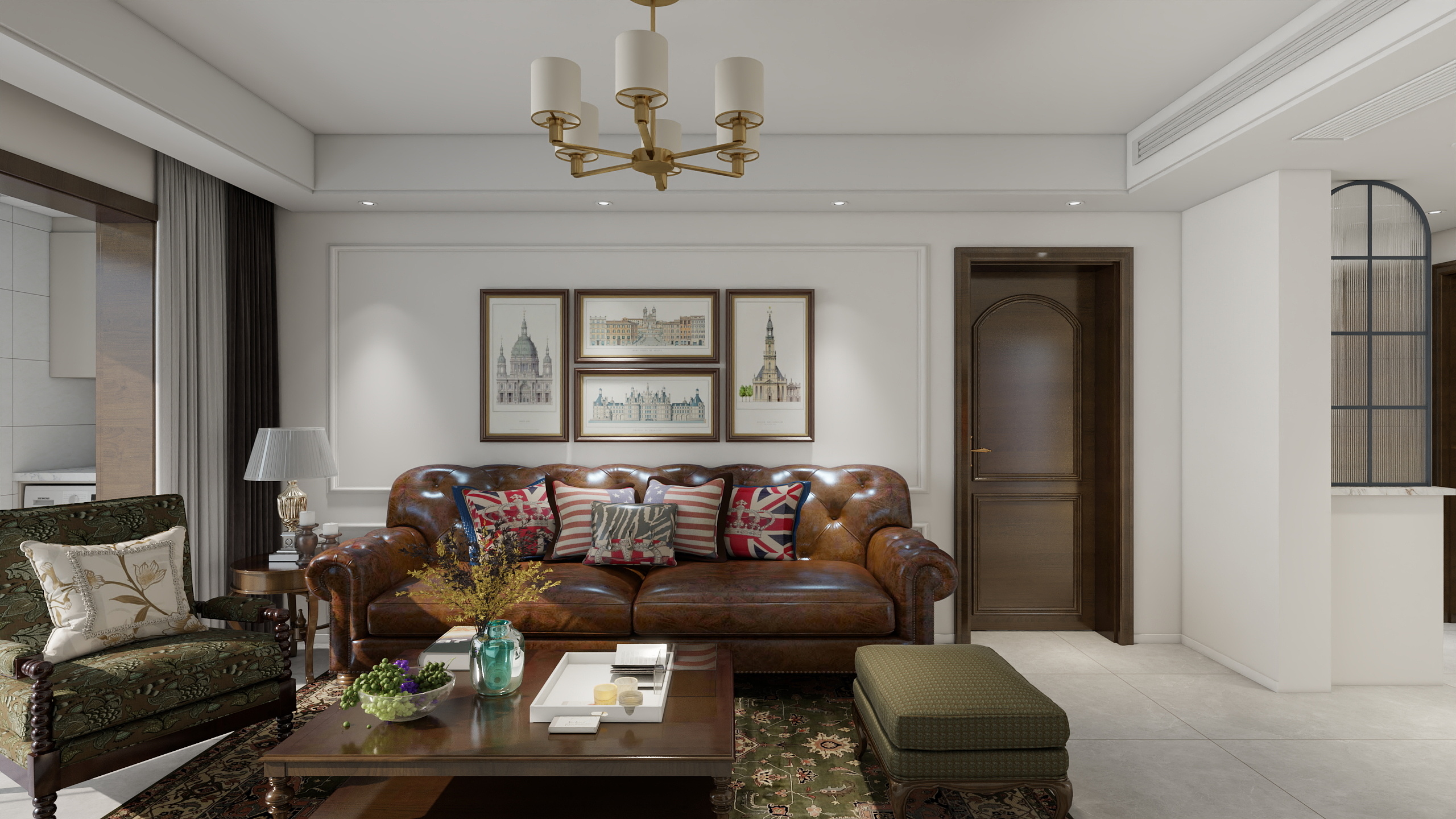 王星-108㎡美式三居-装修设计方案