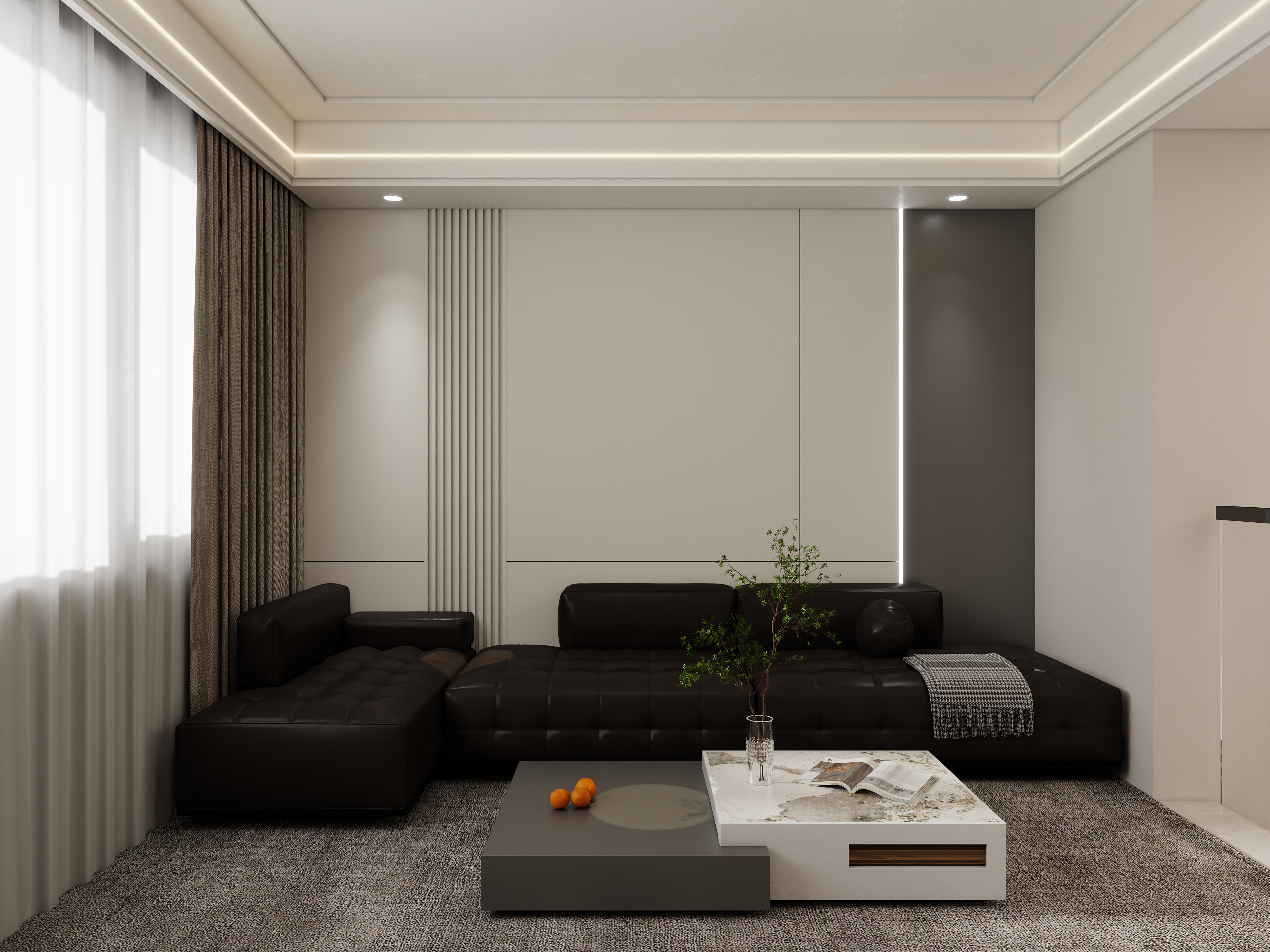 壹诺设计工作室-93㎡3室-现代简约装修效果图