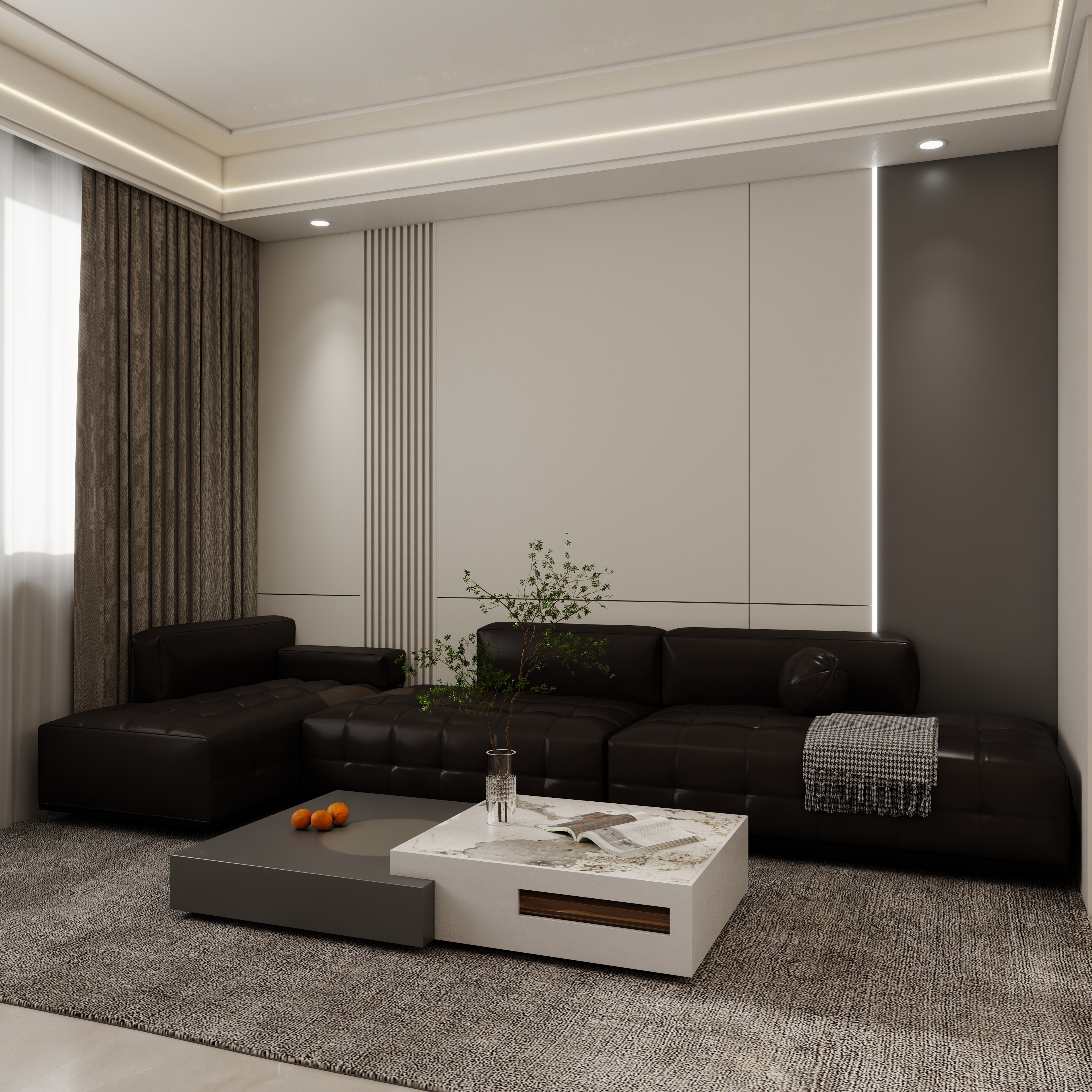 壹诺设计工作室-93㎡3室-现代简约装修效果图