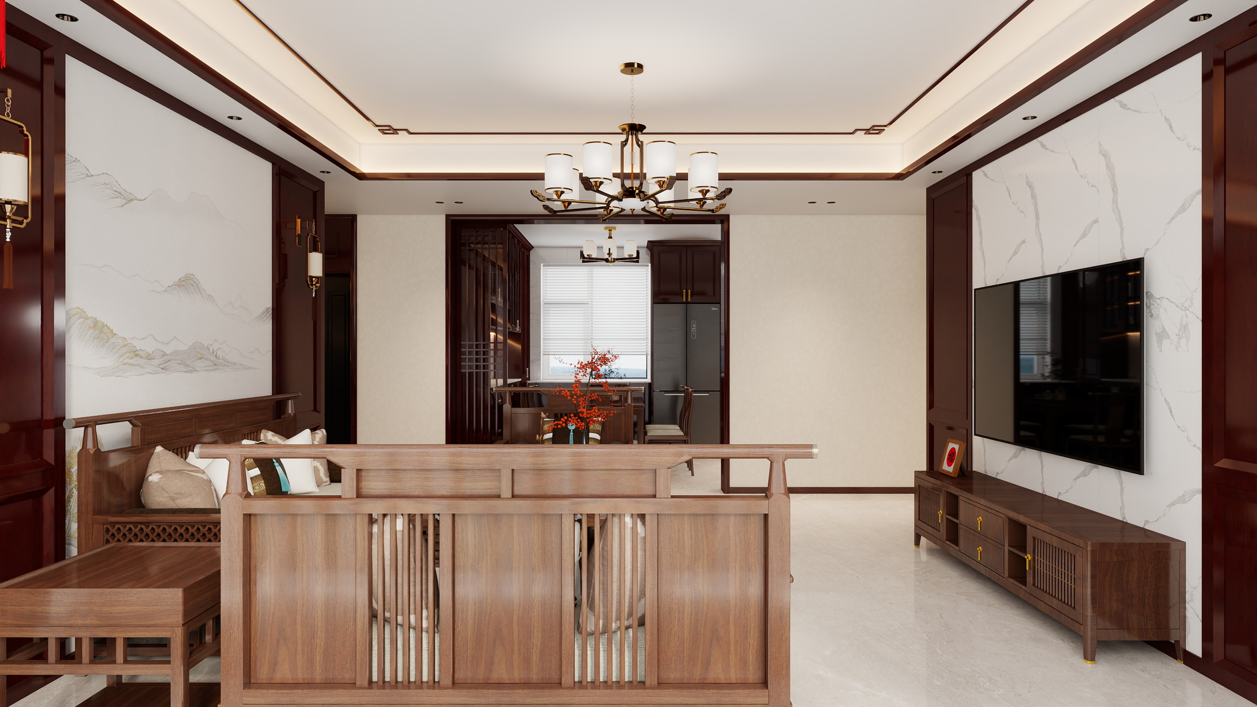 奇美全屋定制王强-翡翠央著117㎡4室装修效果图