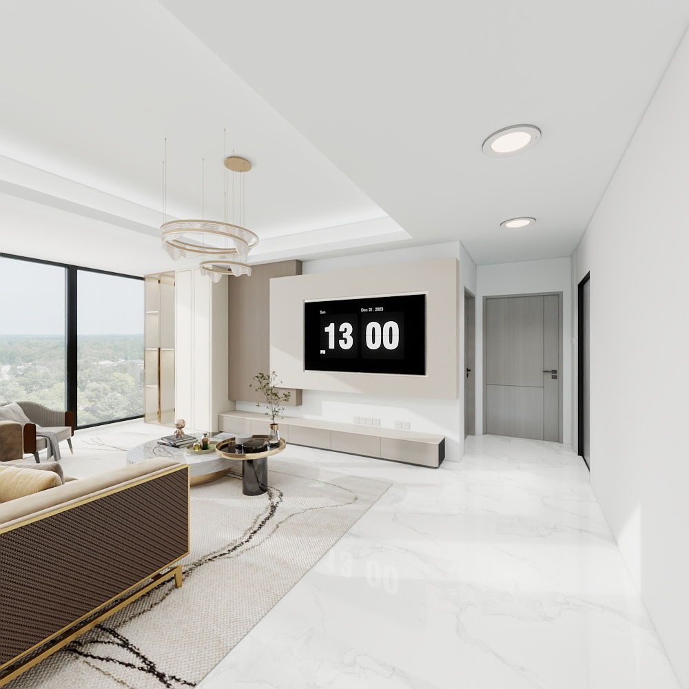 向红春qy-现代风一层客餐厅装修效果图第3张