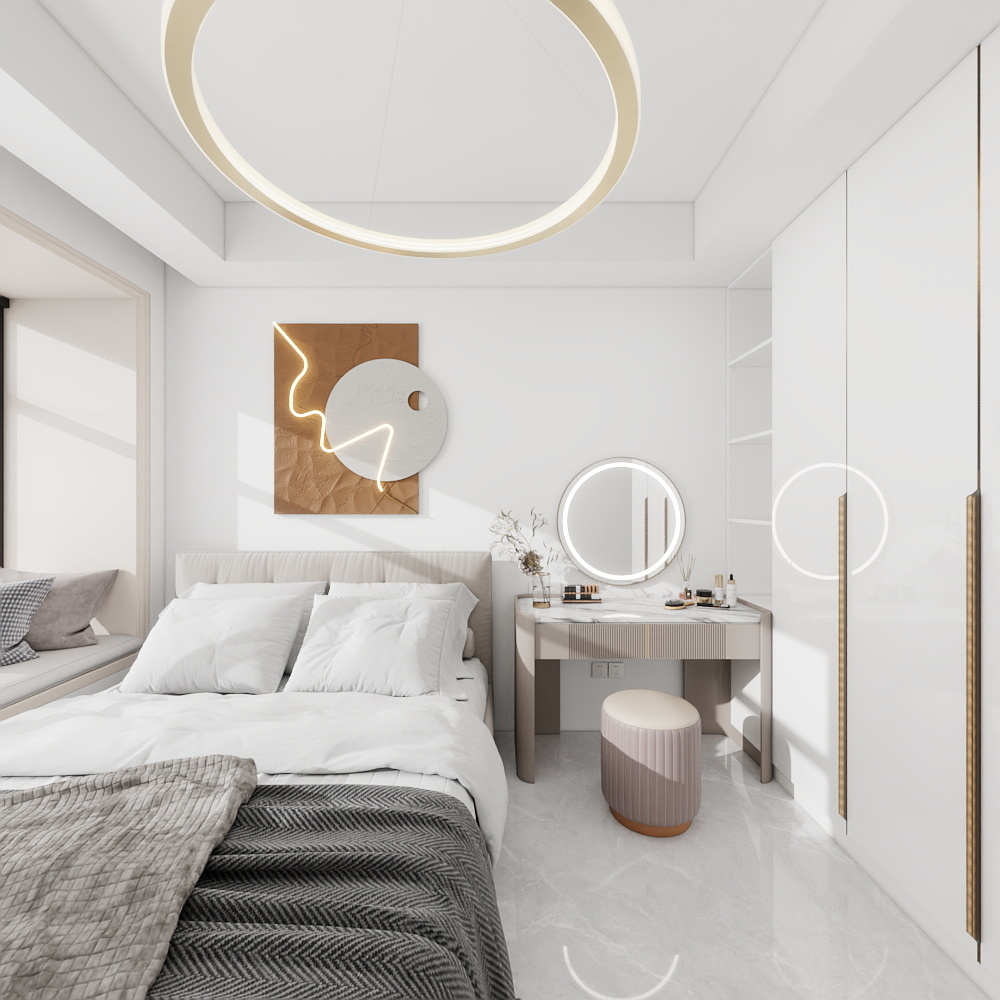 向红春qy-现代风一层主卧装修效果图第3张