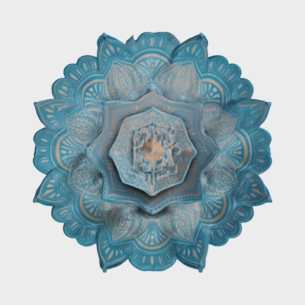 Pinenjoy Large Mandala Wall Decal Blue Lotus Flowe3D模型