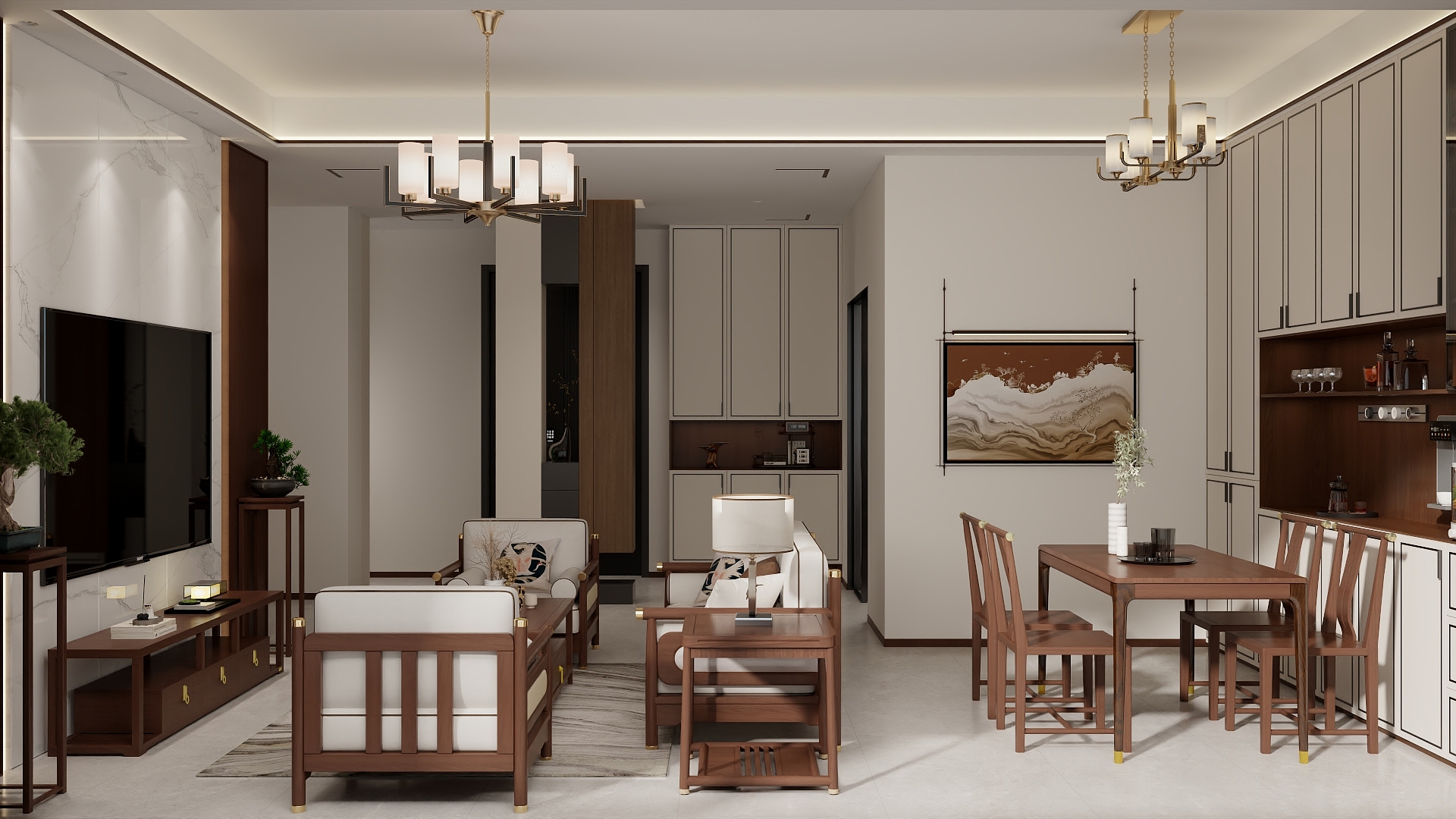 吴爽-235m²新中式别墅设计装修效果图