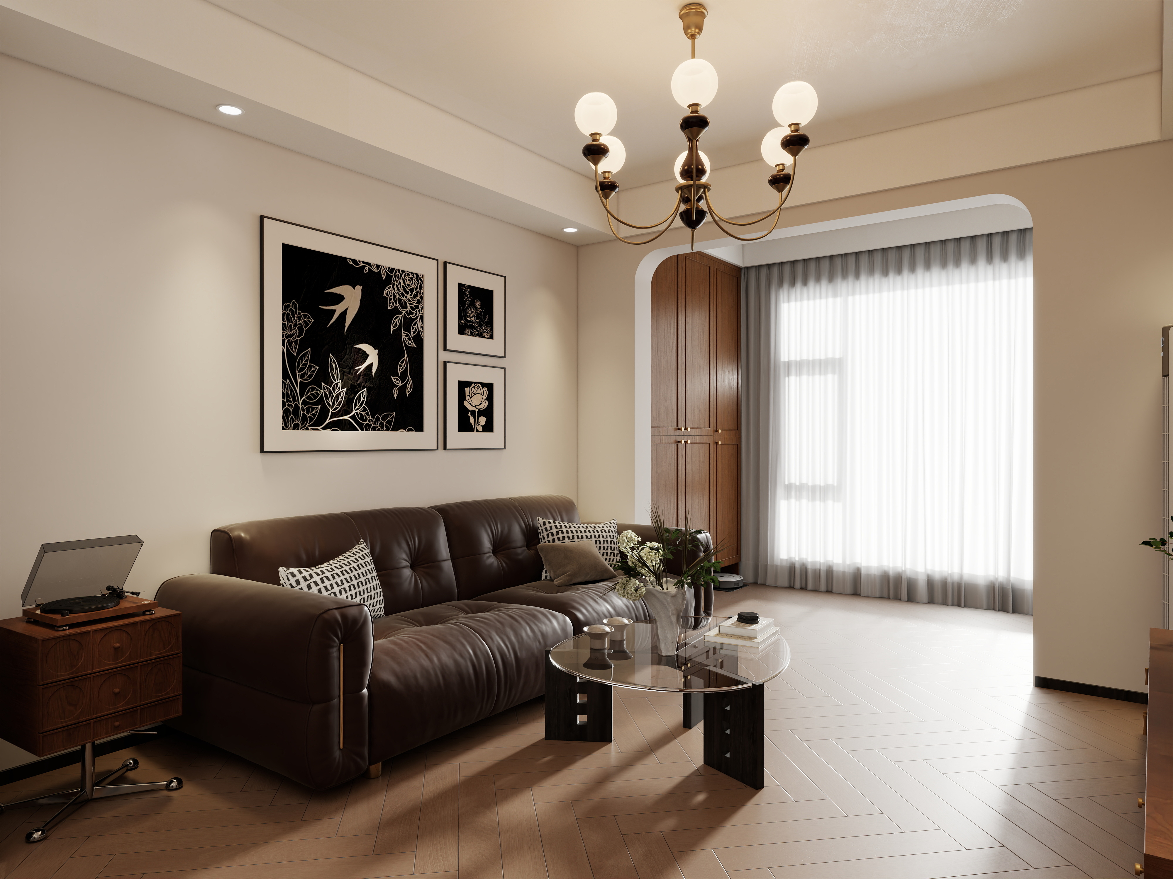 壹诺设计工作室-68㎡2室-复古风装修效果图