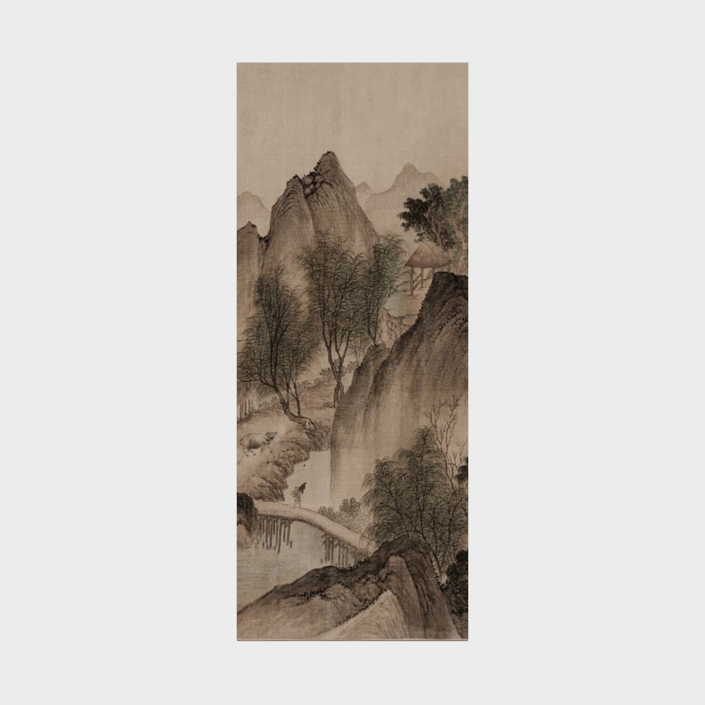 艾尔兰装饰画古色古香新中式复古禅意竖版茶室挂画玄关过道客厅无框画