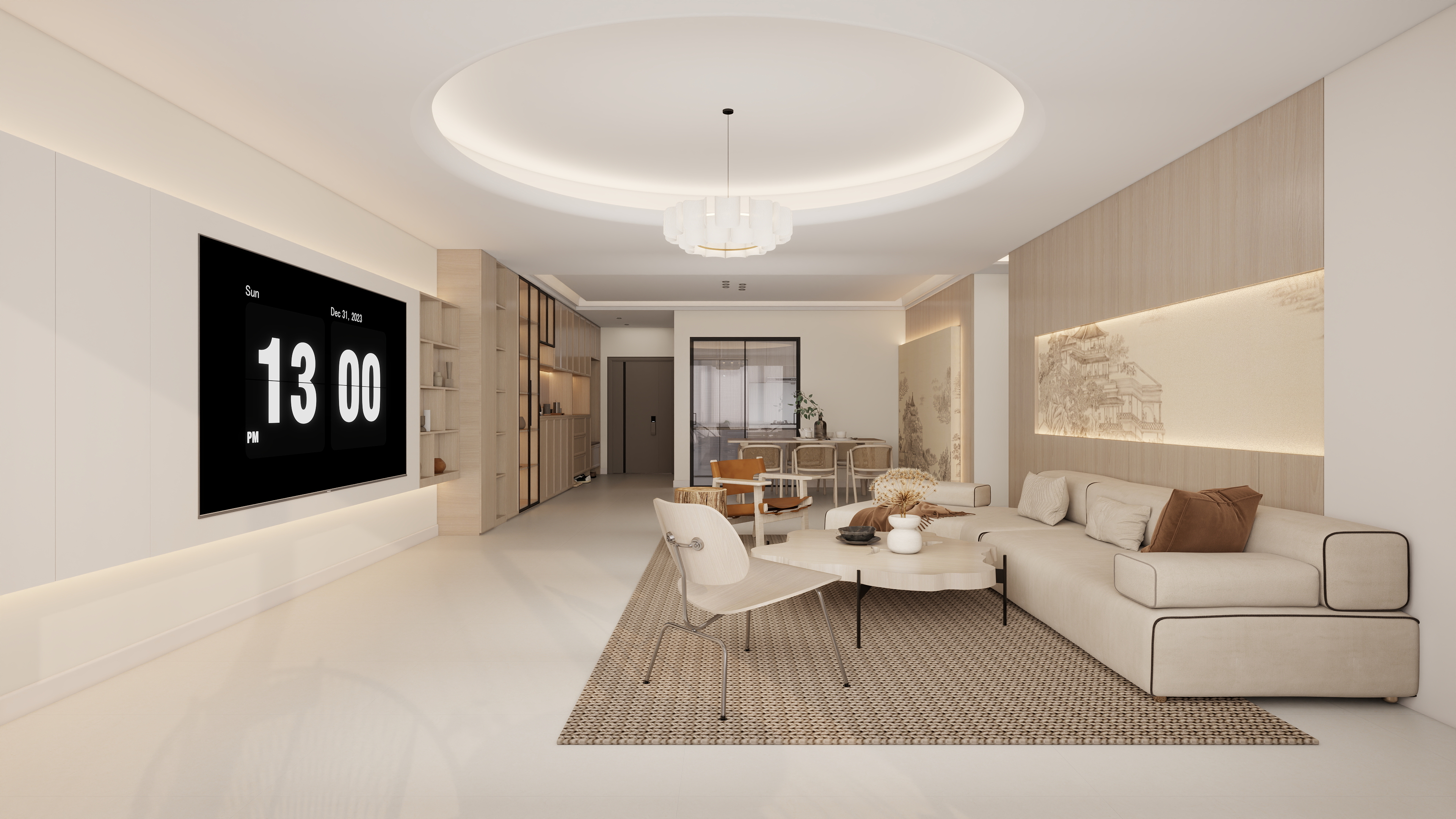 励志成为3d高手-侘寂风客餐厅装修效果图