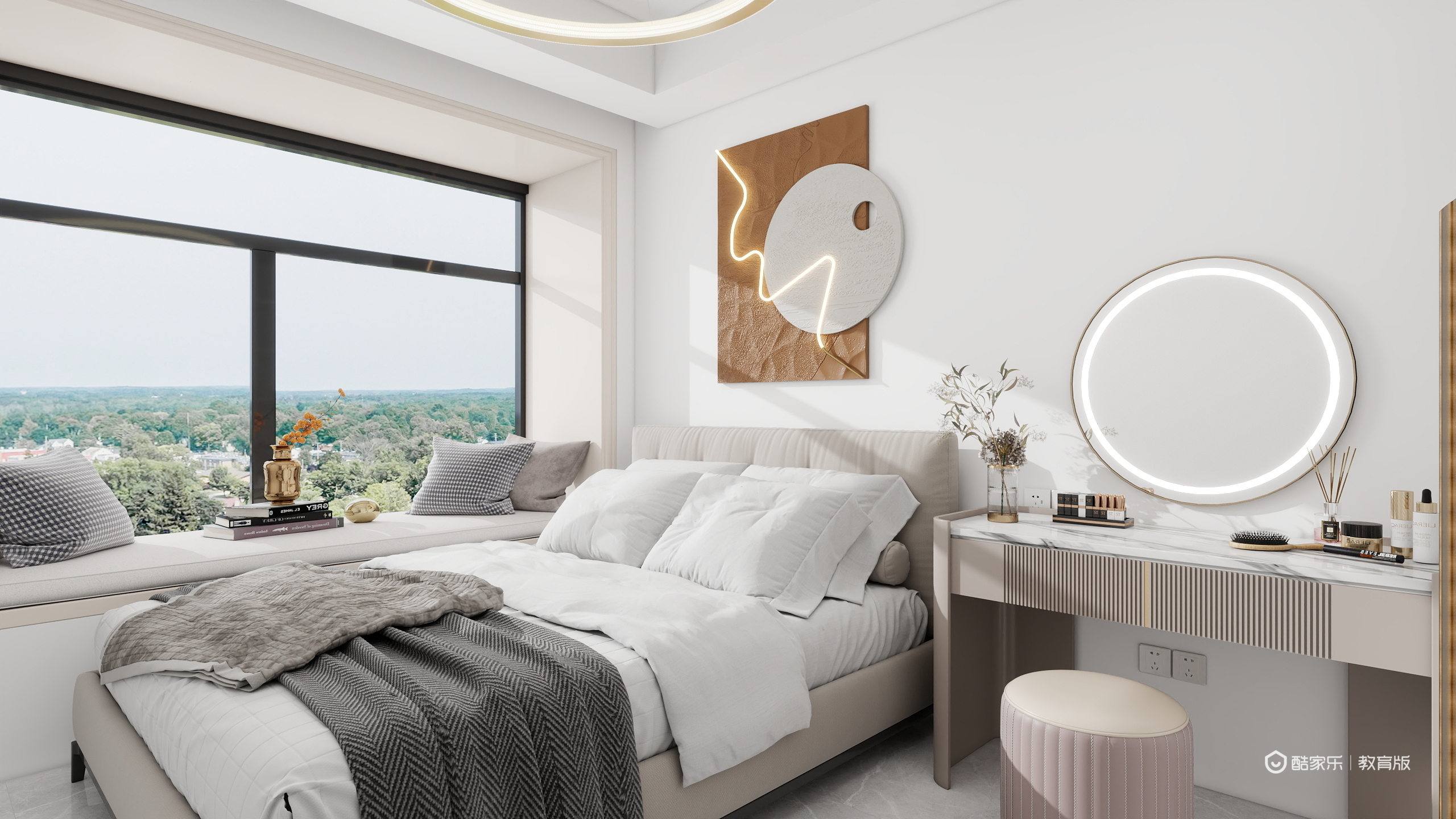 向红春qy-现代风一层主卧装修效果图第1张