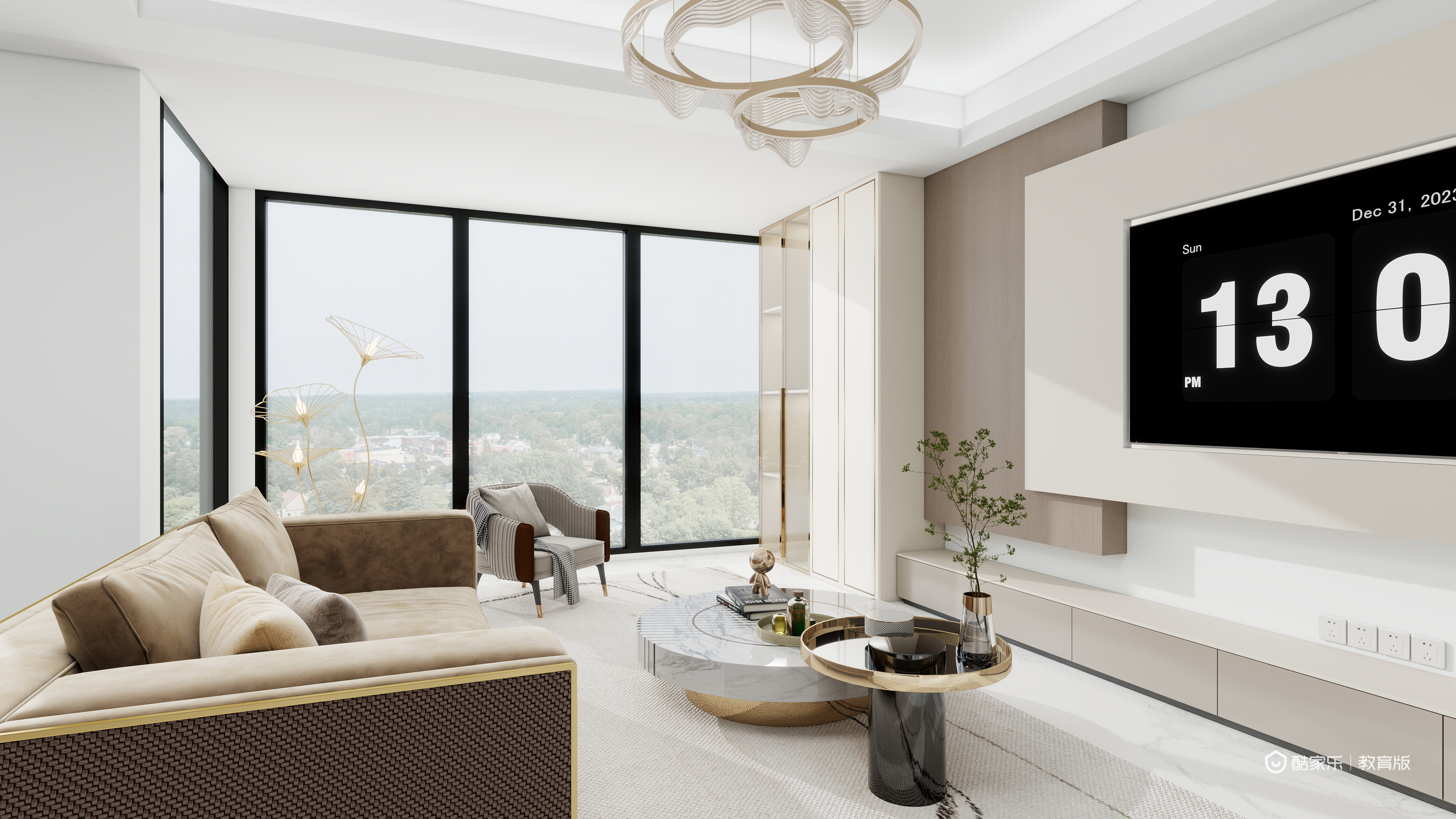 向红春qy-现代风一层客餐厅装修效果图第2张