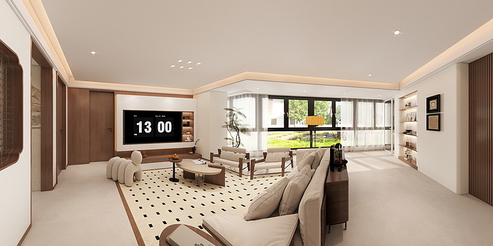 效果图12138-268㎡三室 轻中古风 设计-装修设计方案