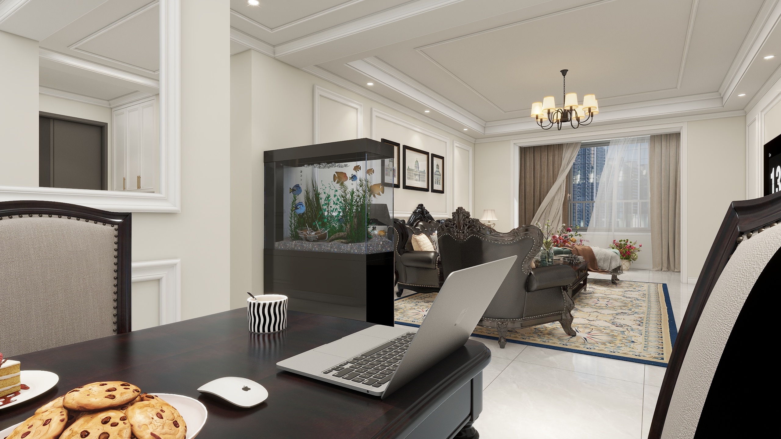 阿燊设计-万达住宅现代小美式126㎡3室-装修设计方案