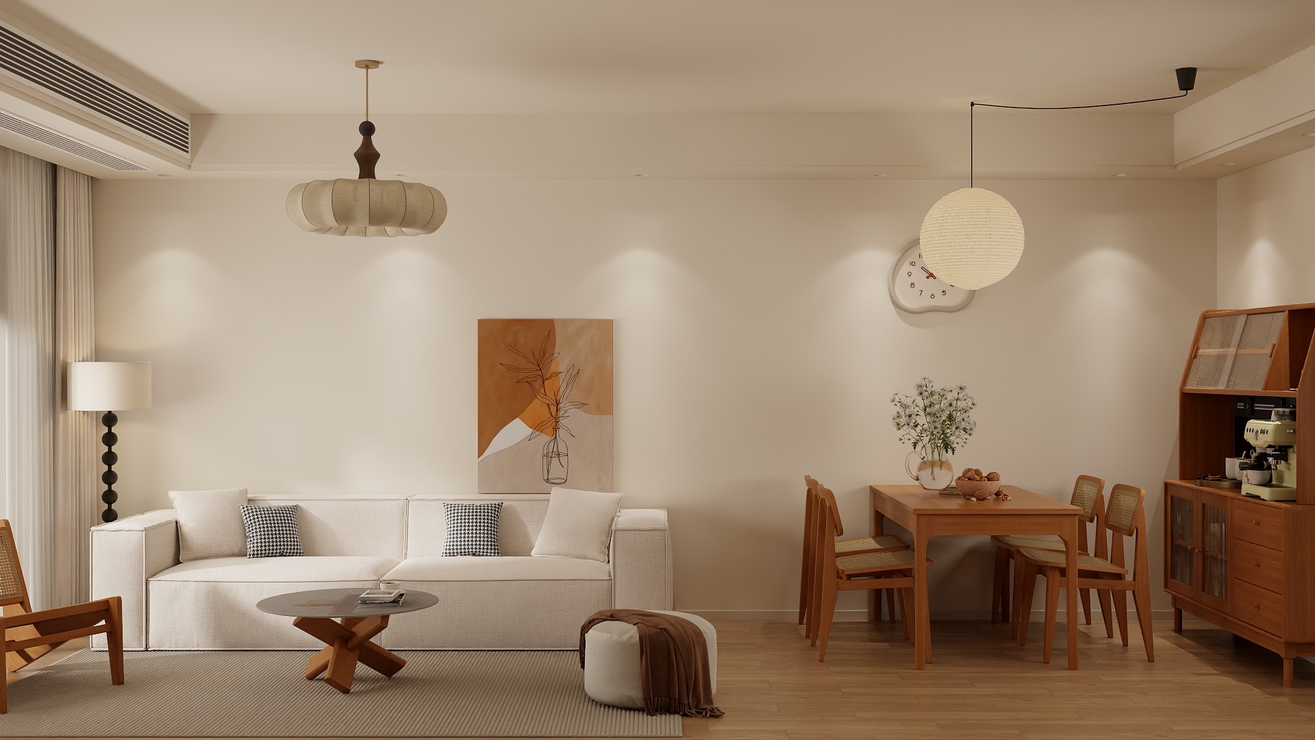 壹维空间设计-89m²奶油简约风格设计-装修设计方案