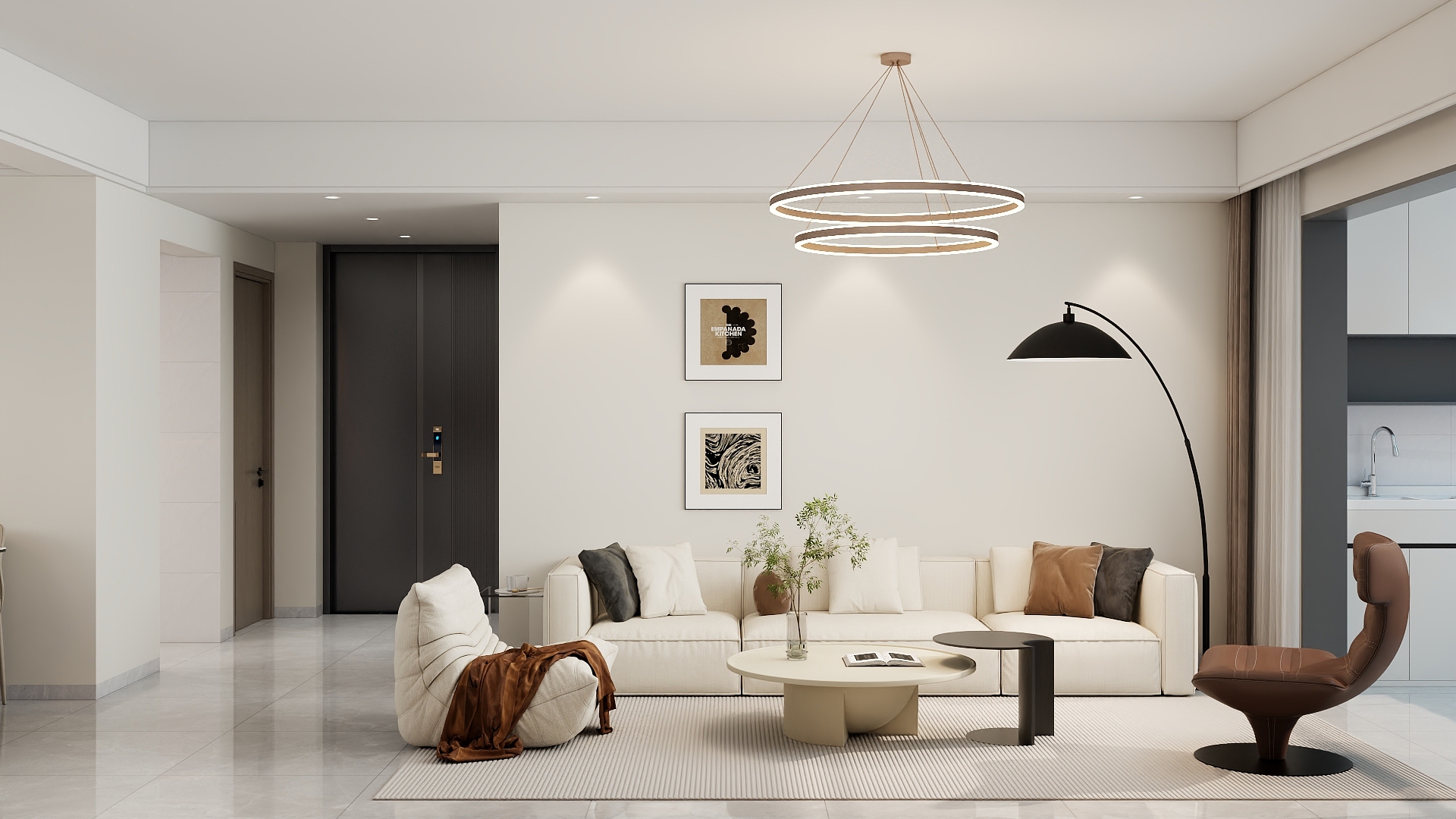 壹维空间设计-90m²现代简约风格设计-装修设计方案