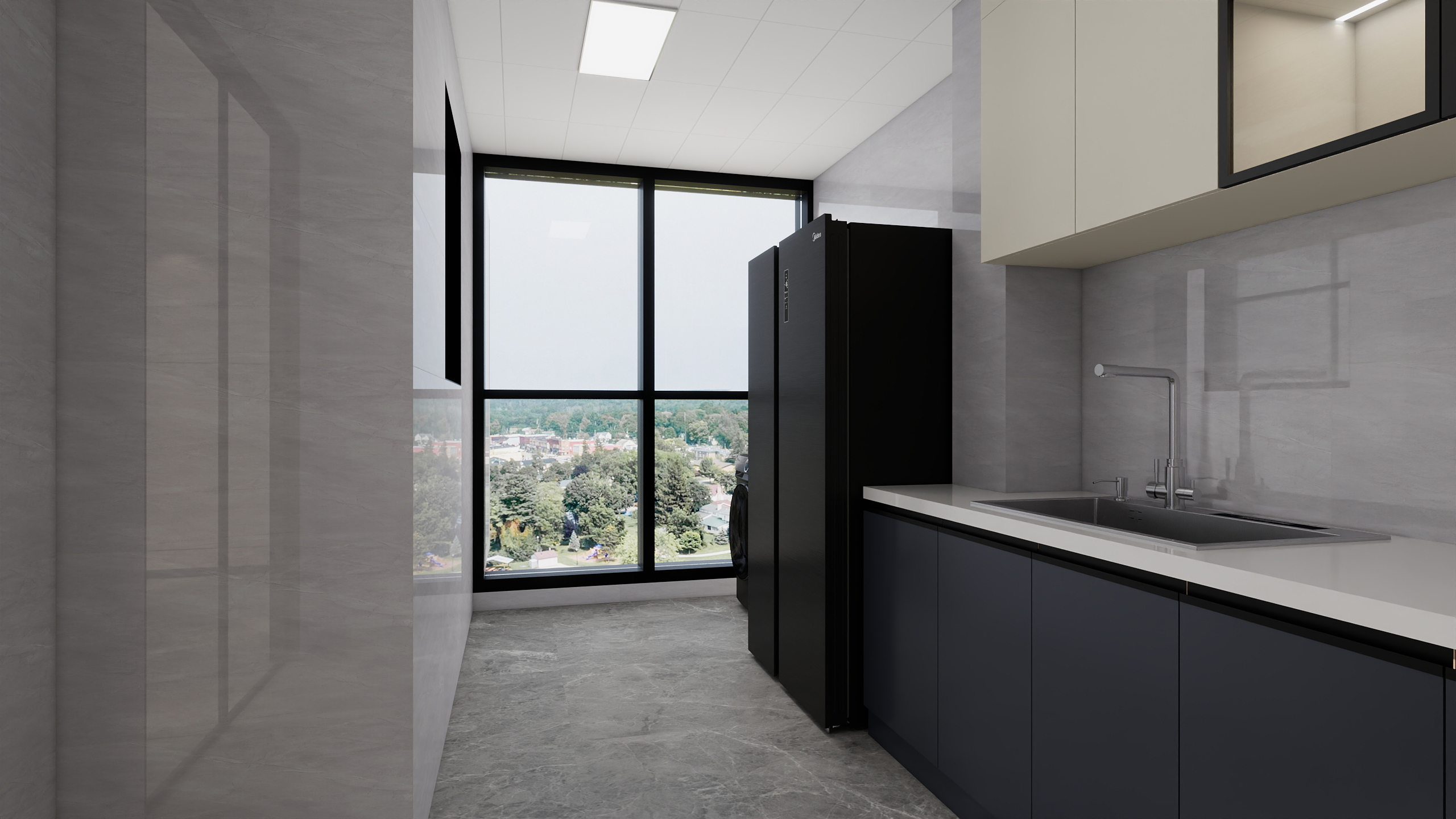 李青越-118方现代三居室样板间装修效果图