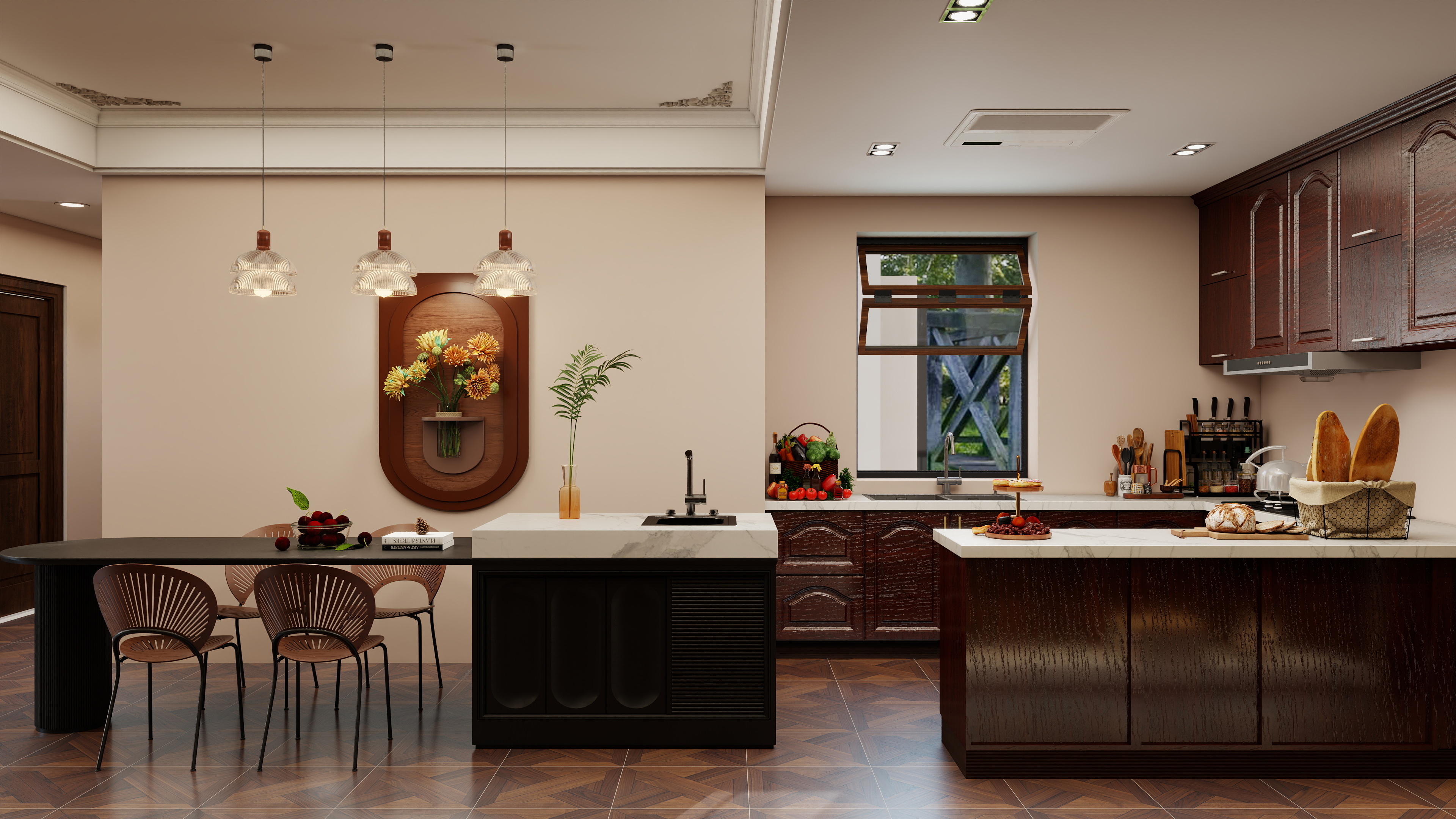 大金空调官方-120㎡摩卡慕斯美式风，好设计万变不离其“棕”装修效果图