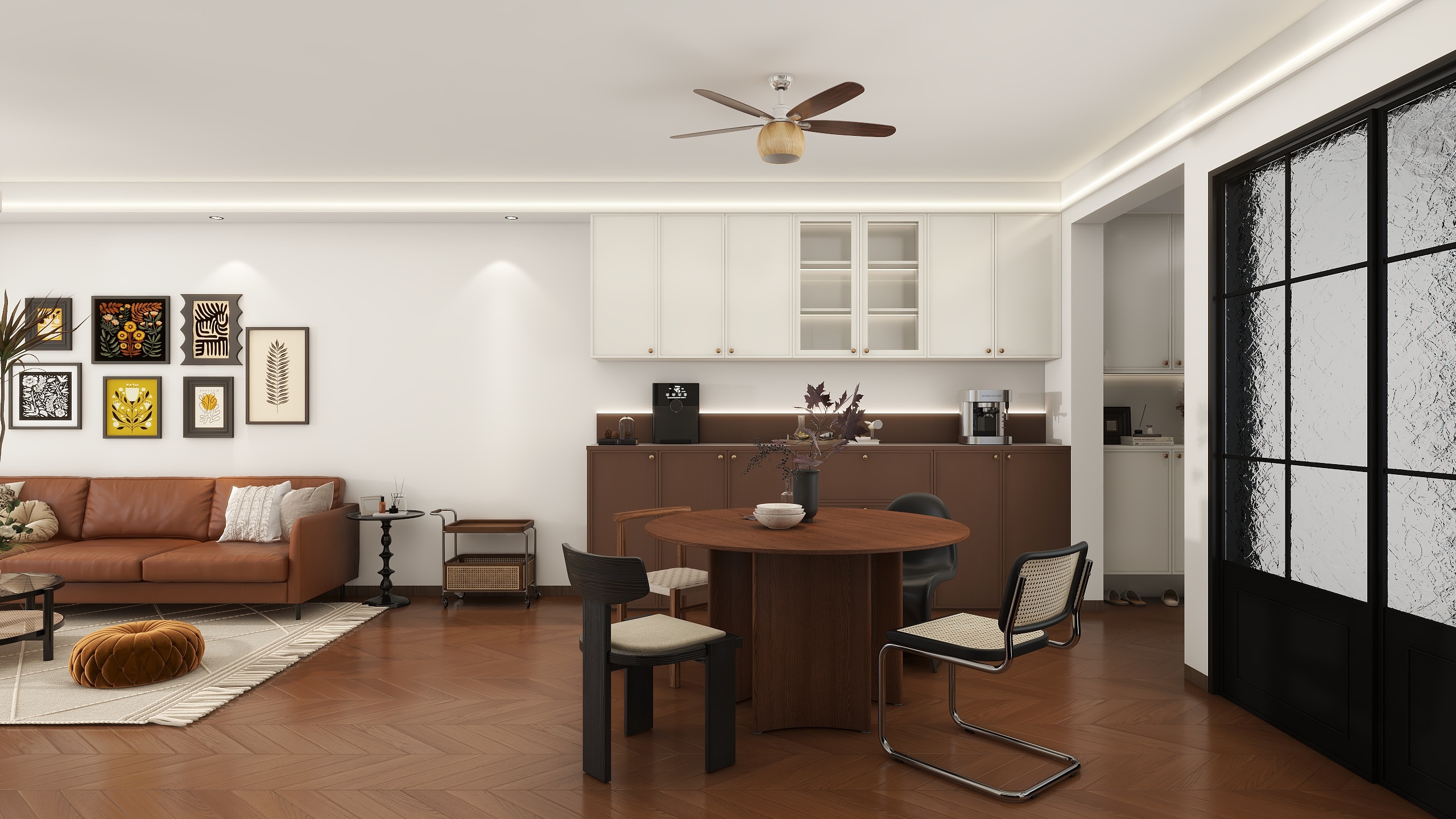 李青越-125平方中古风三居室样板间装修效果图