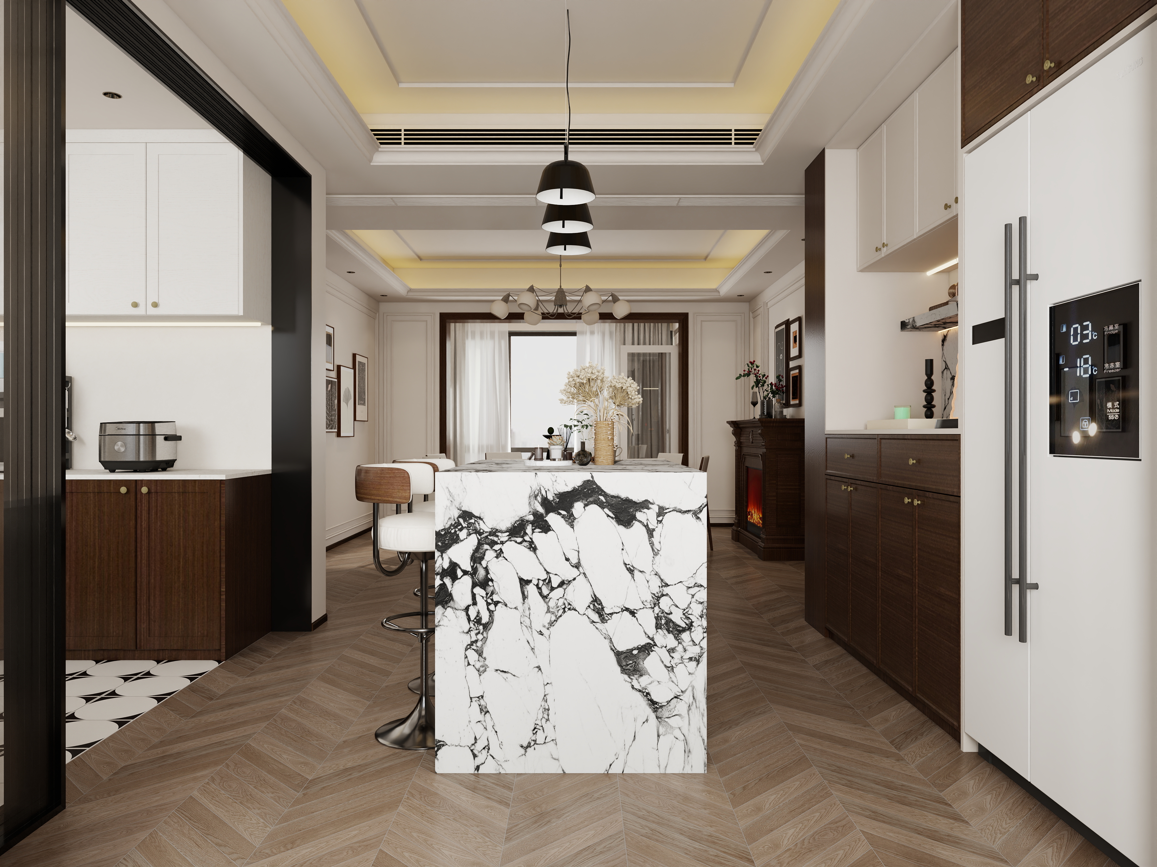 张煜强煜境设计-256平米法式时尚复式六房装修效果图