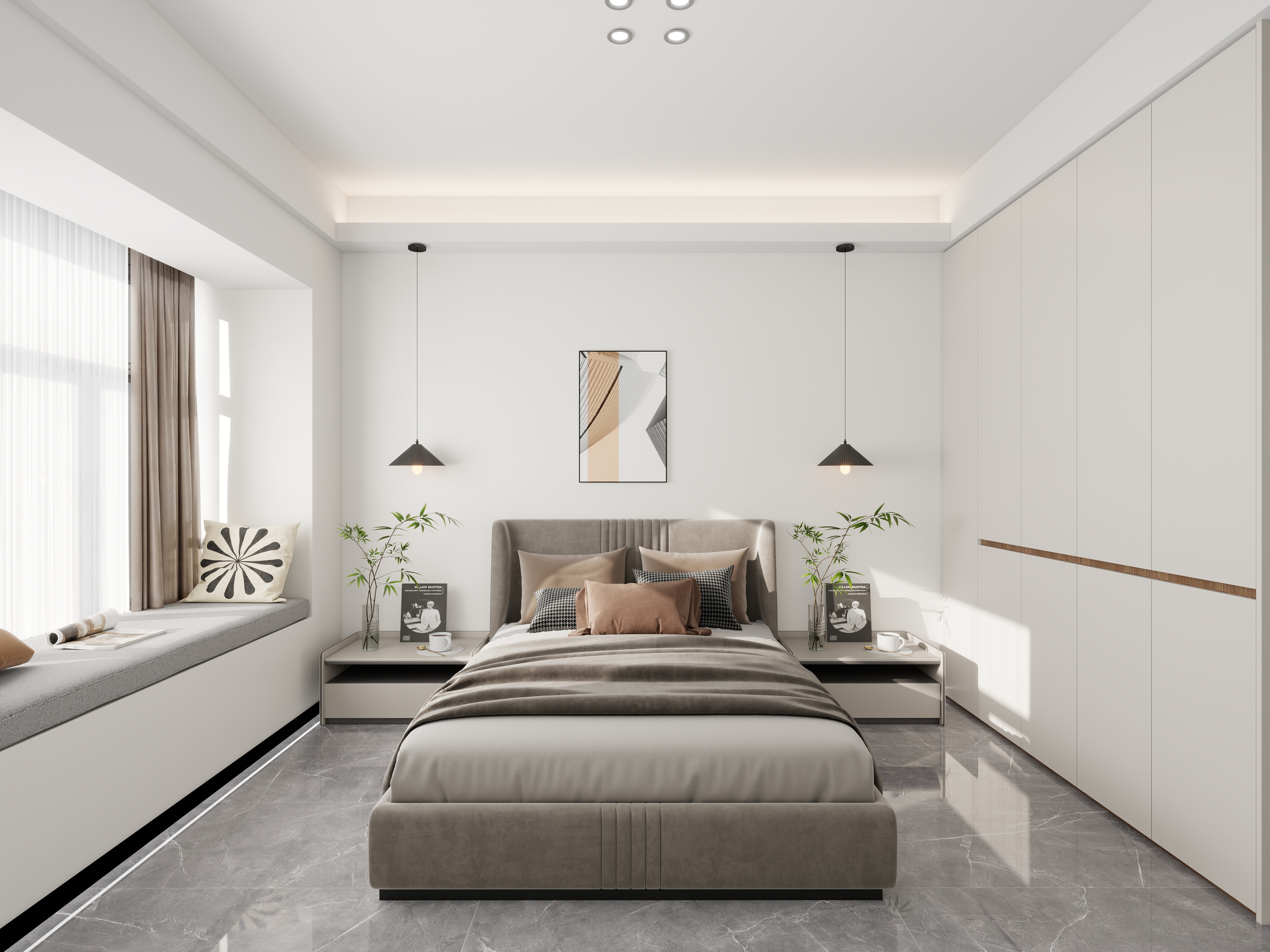 励志成为3d高手-现代卧室渲染测试-装修设计方案