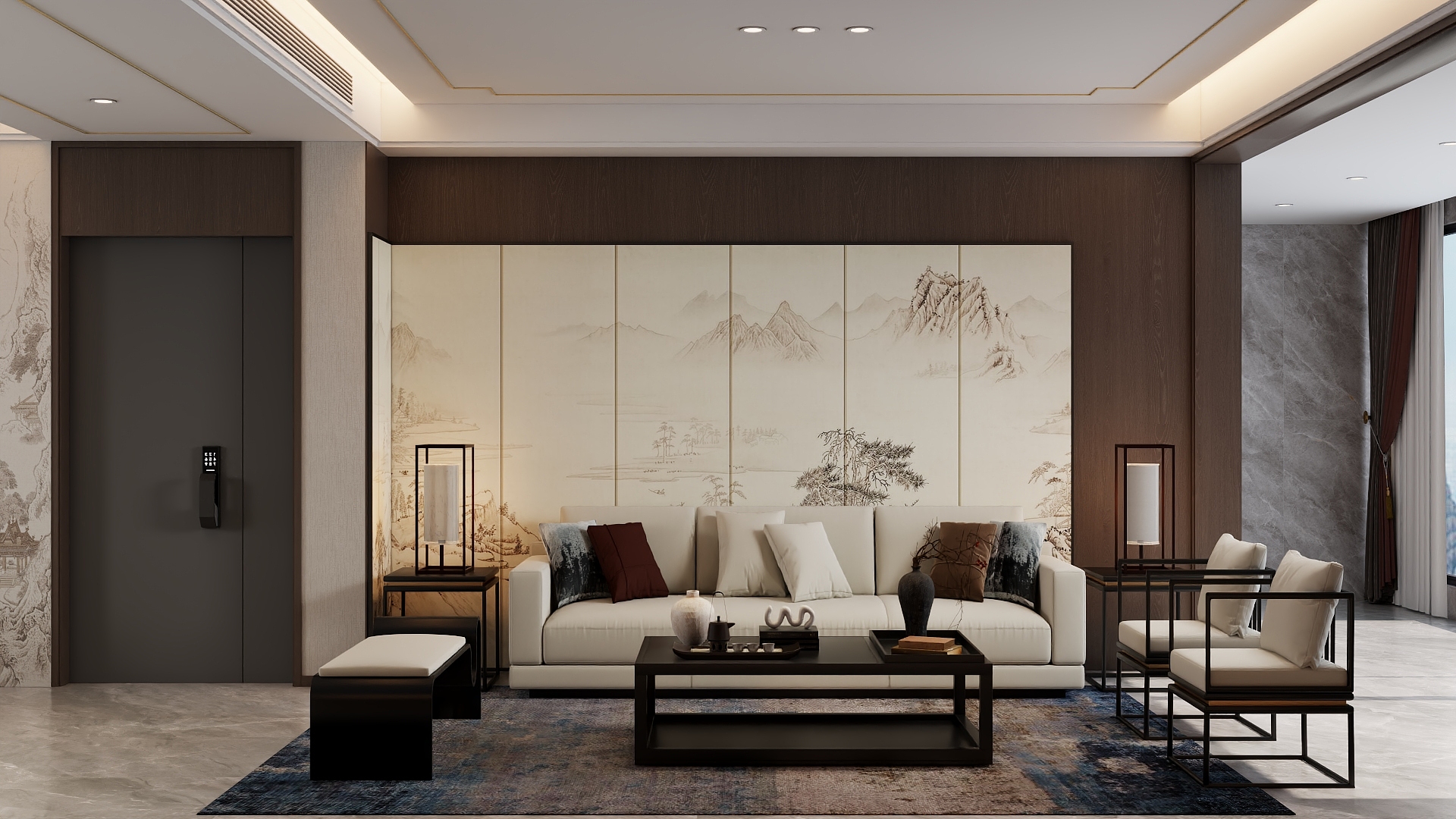 壹维空间设计- 145m²新中式风格设计装修效果图