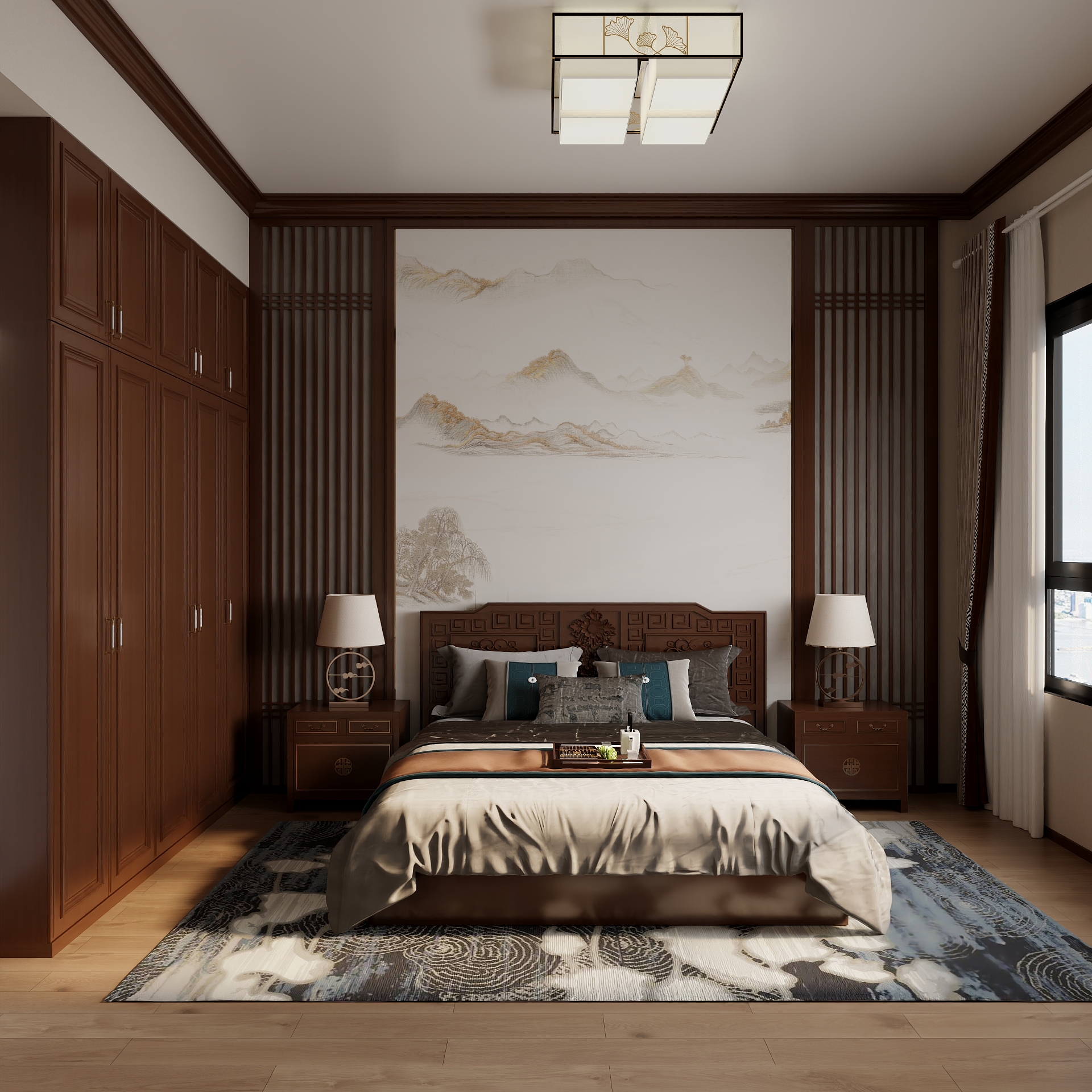 壹维空间设计-312m²新中式风格设计装修效果图