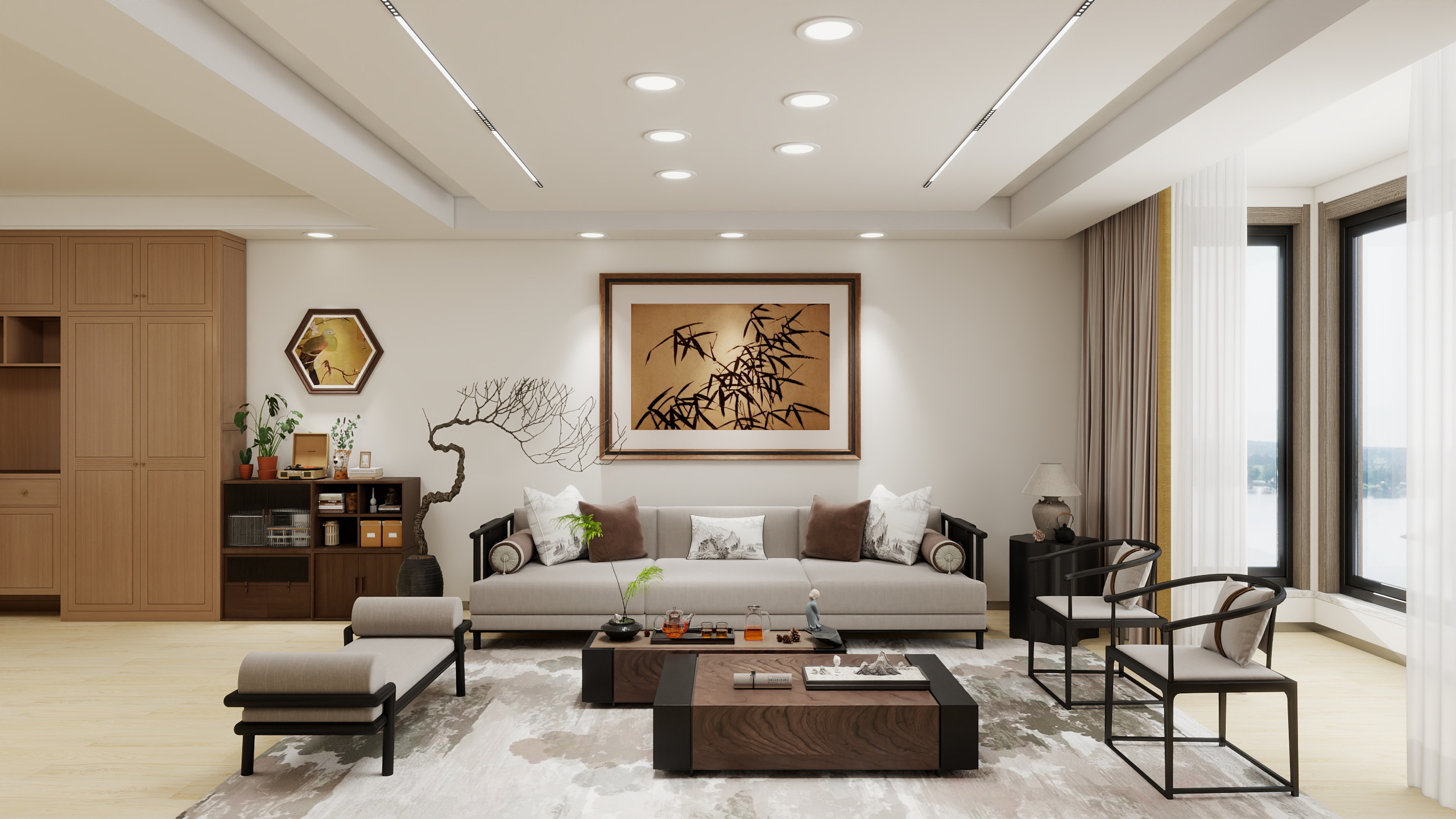 昀设计-三河市福成五期87㎡1室装修效果图