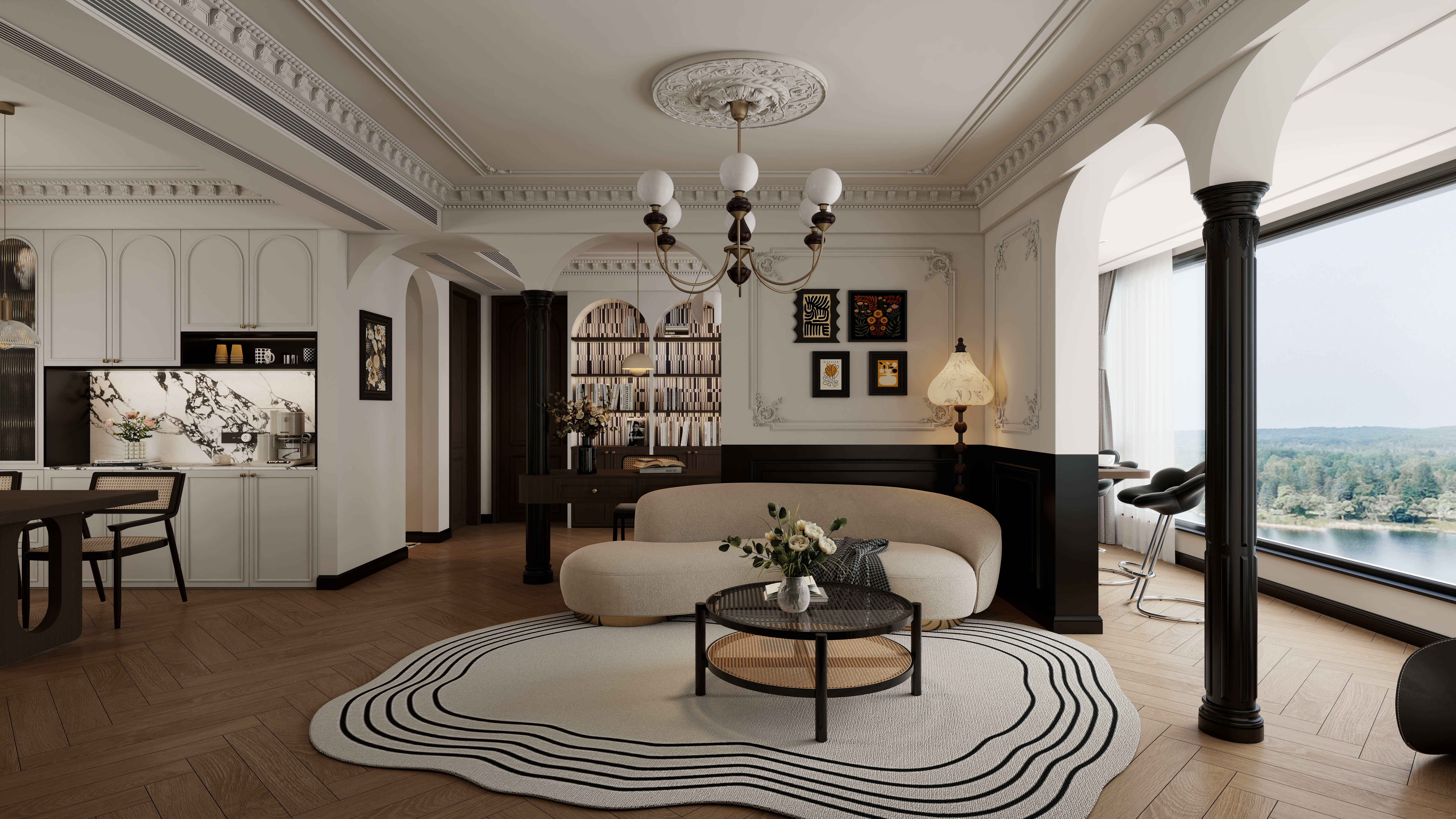 孙有权-『八百里』137平丨法式中古三居装修效果图