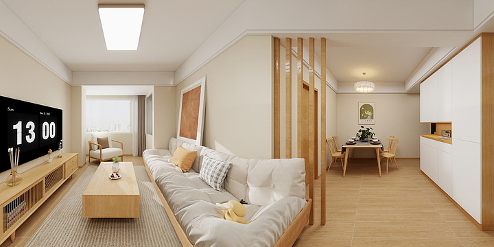 设计师啊中-广州原木风三居室-装修设计方案