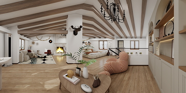 古子画-法式阁楼-装修设计方案