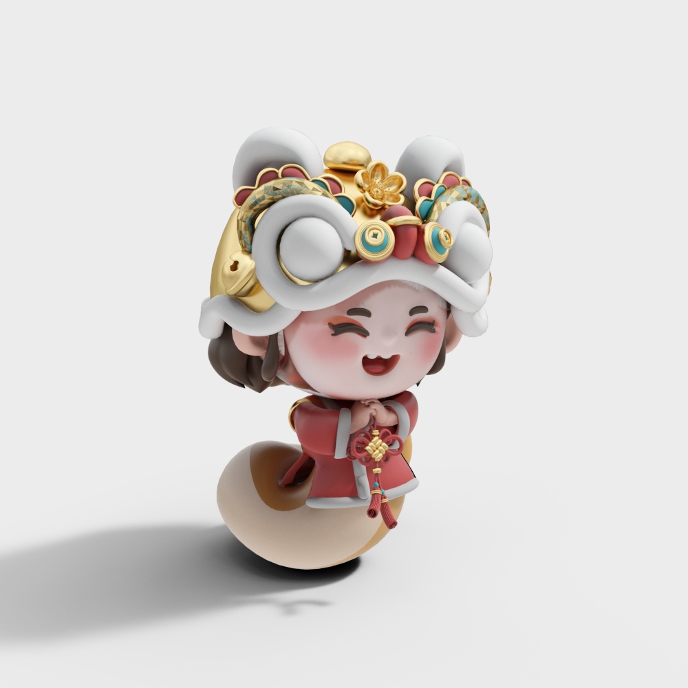卡通蛇年中国结雕塑摆件
