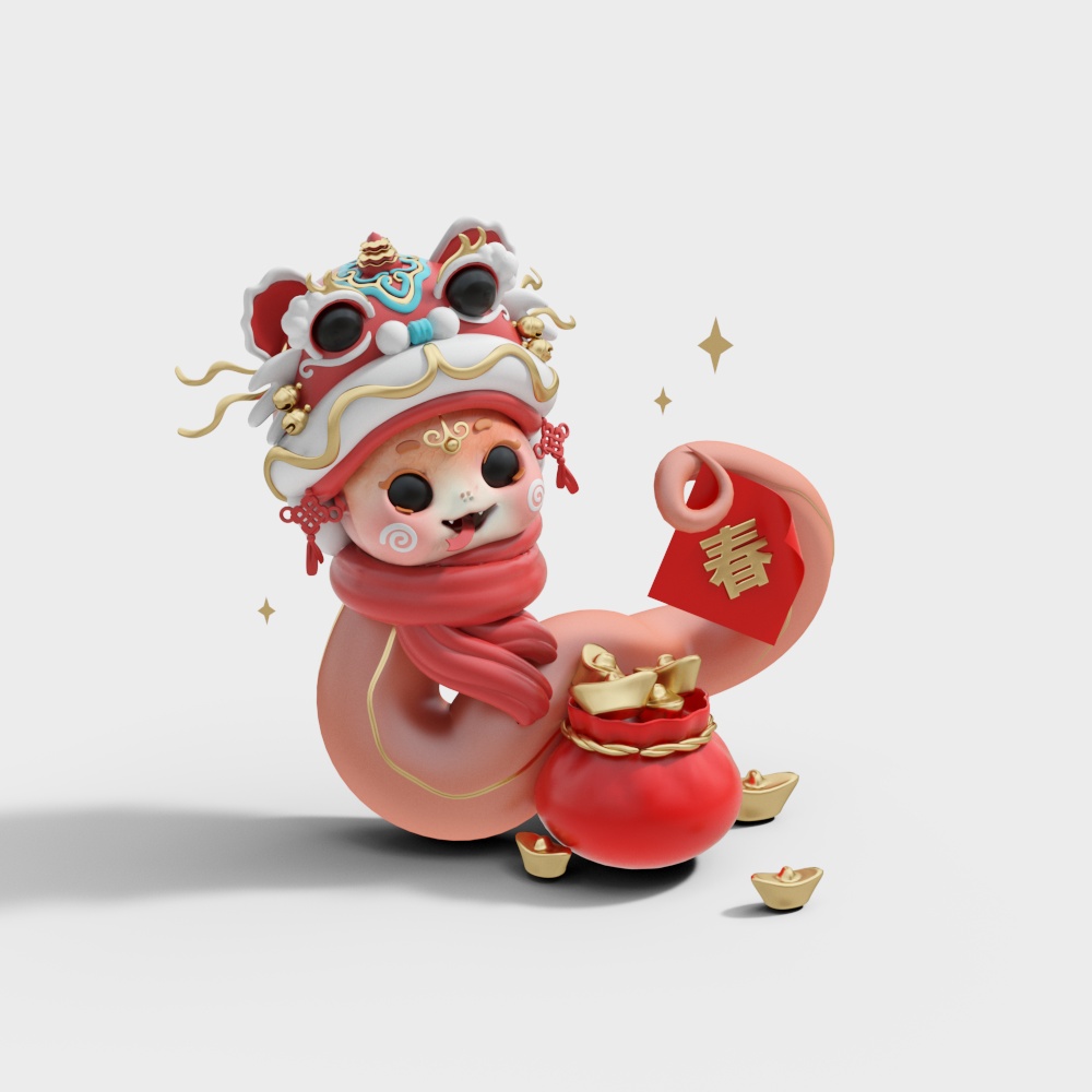 新春卡通蛇工艺品摆件