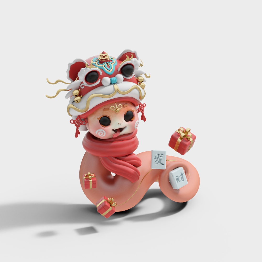 卡通发财蛇工艺品摆件
