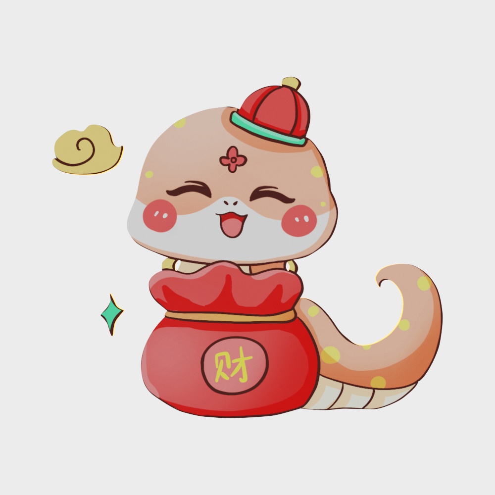 卡通发财蛇墙饰