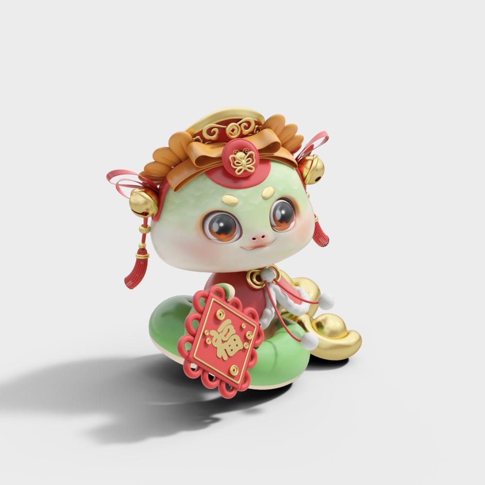 卡通福气蛇吉祥物摆件