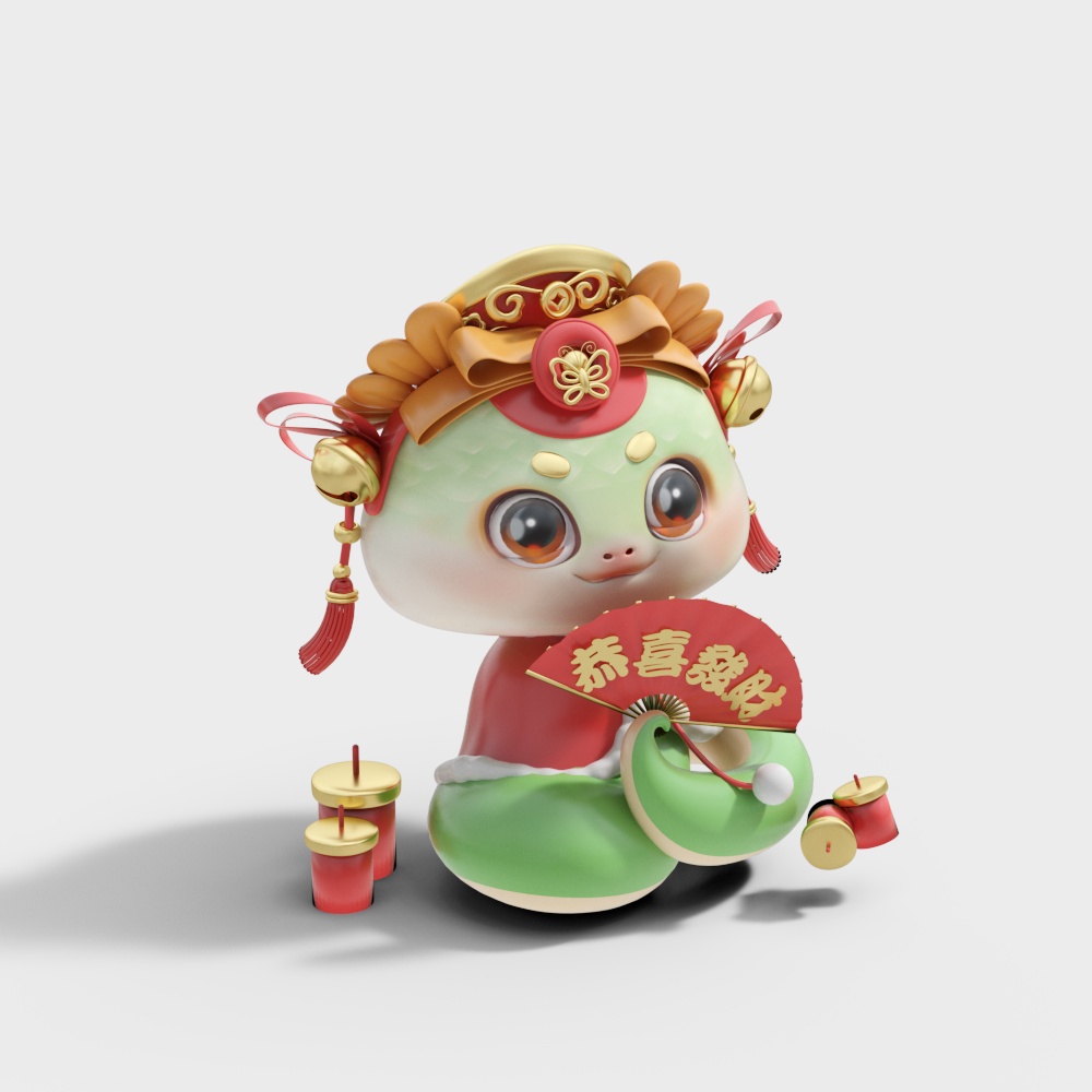 蛇年恭喜发财吉祥物摆件