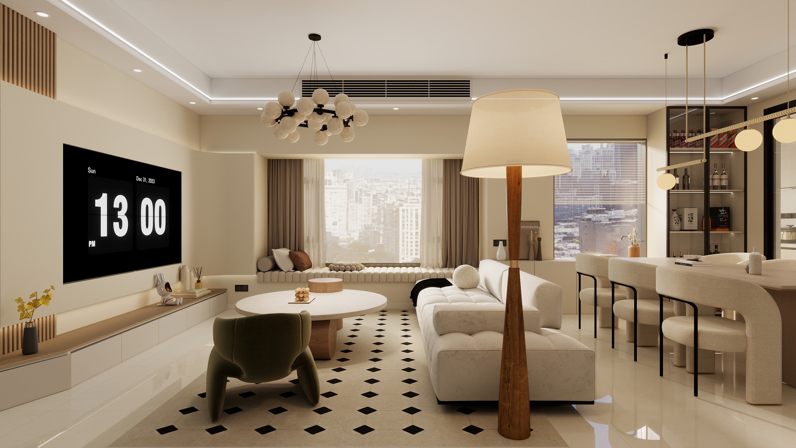 室内设计师王金伟-瑞景新城套三(奶油风)-装修设计方案