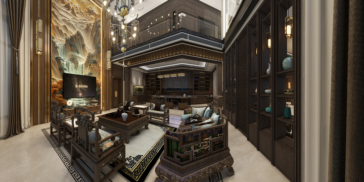 雄安曲美家居-三层合并自建别墅中古主卧一-装修设计方案