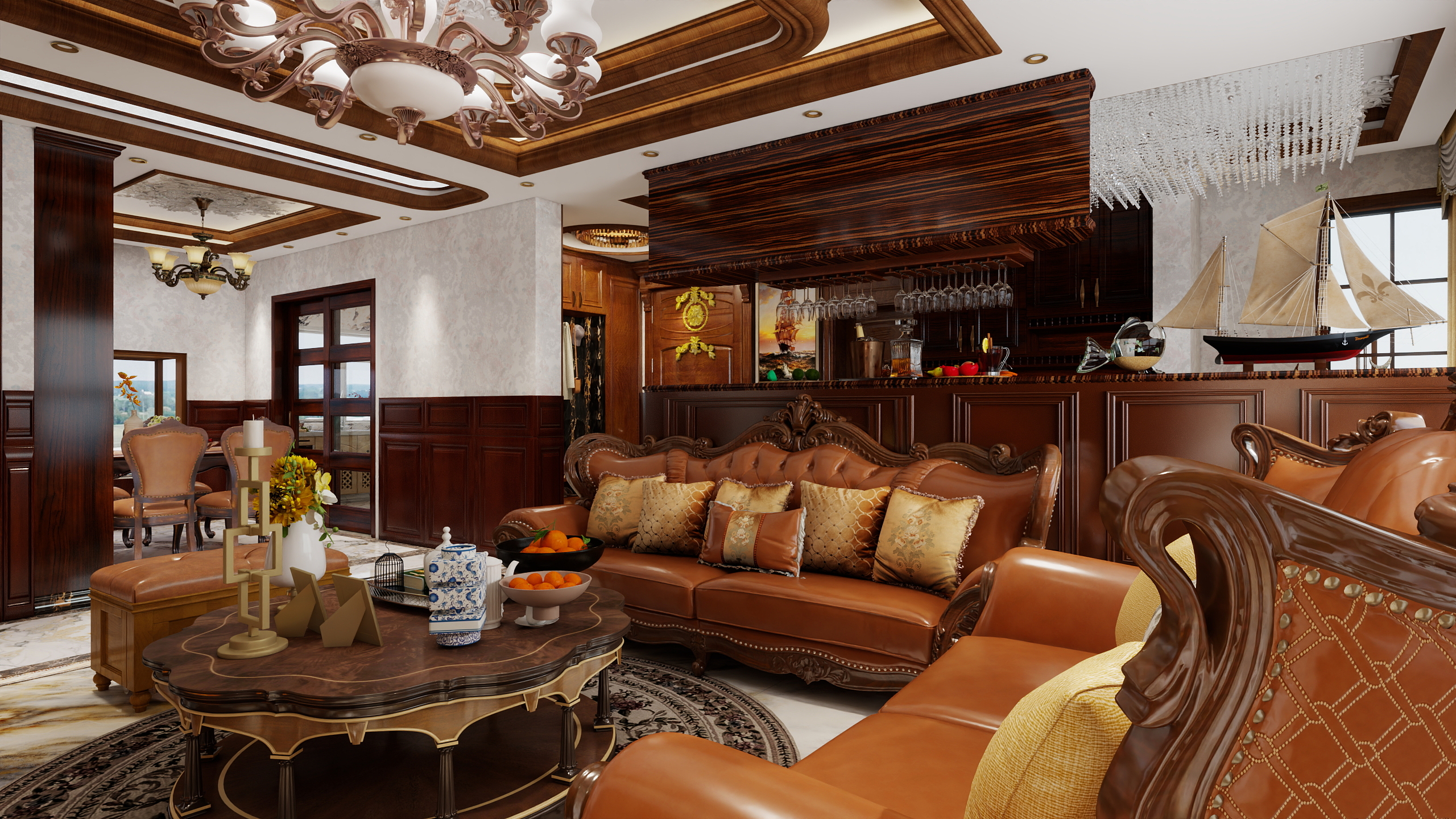 叶昊-美式风格125平方3房2厅1卫装修效果图